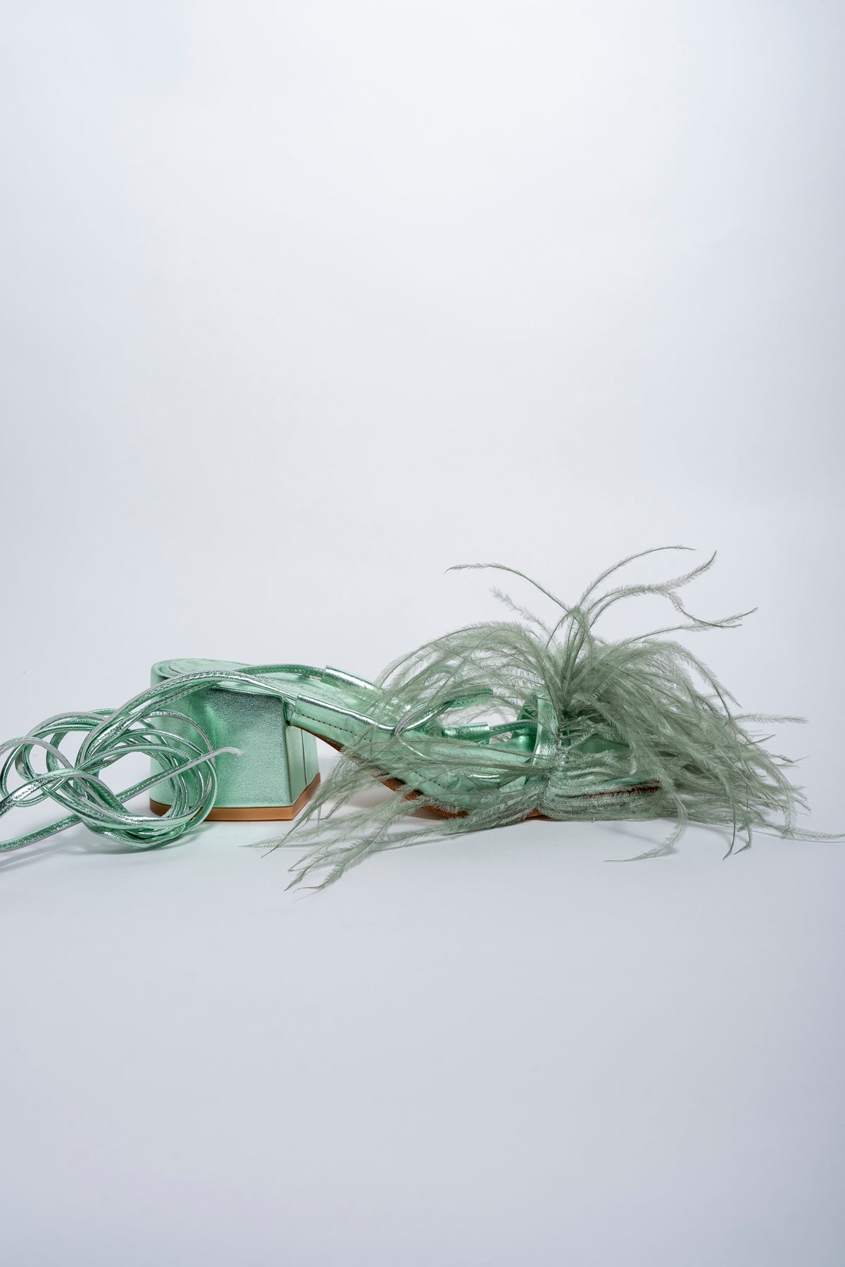 GREEN FEATHER STRAPPY SANDAL MARQUES ALMEIDA