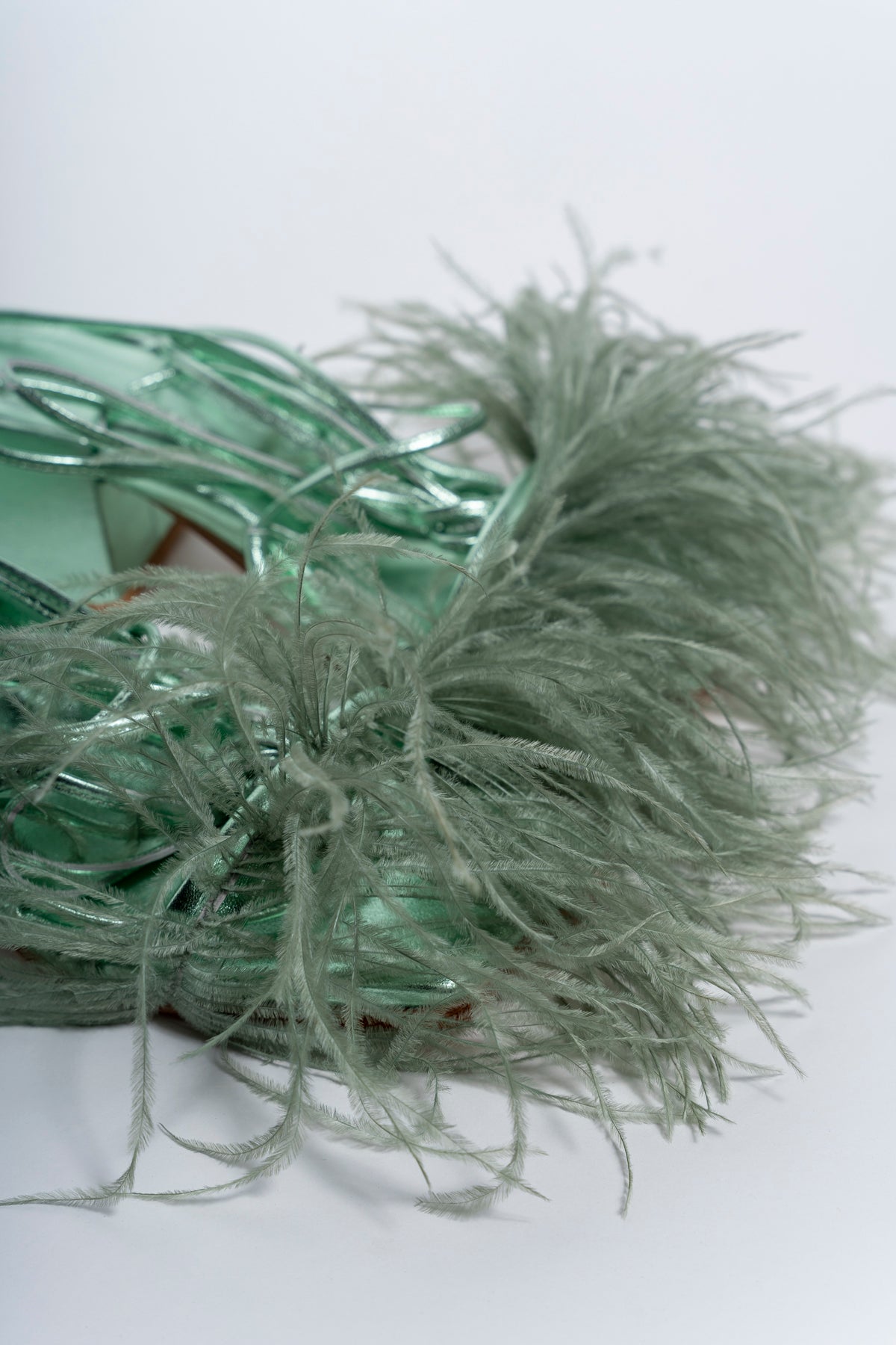 GREEN FEATHER STRAPPY SANDAL MARQUES ALMEIDA