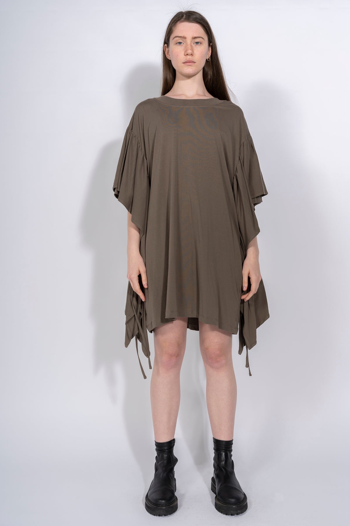 JERSEY OVERSIZED T-SHIRT DRESS WITH SLEEVE FRILLS MARQUES ALMEIDA
