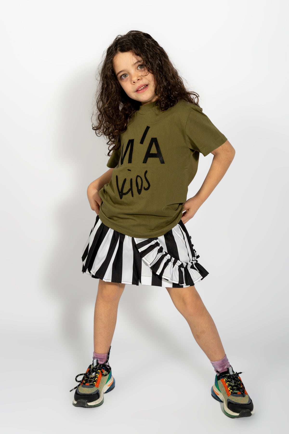 KHAKI EMBROIDERED LOOSE T-SHIRT MA KIDS