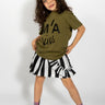 KHAKI EMBROIDERED LOOSE T-SHIRT MA KIDS