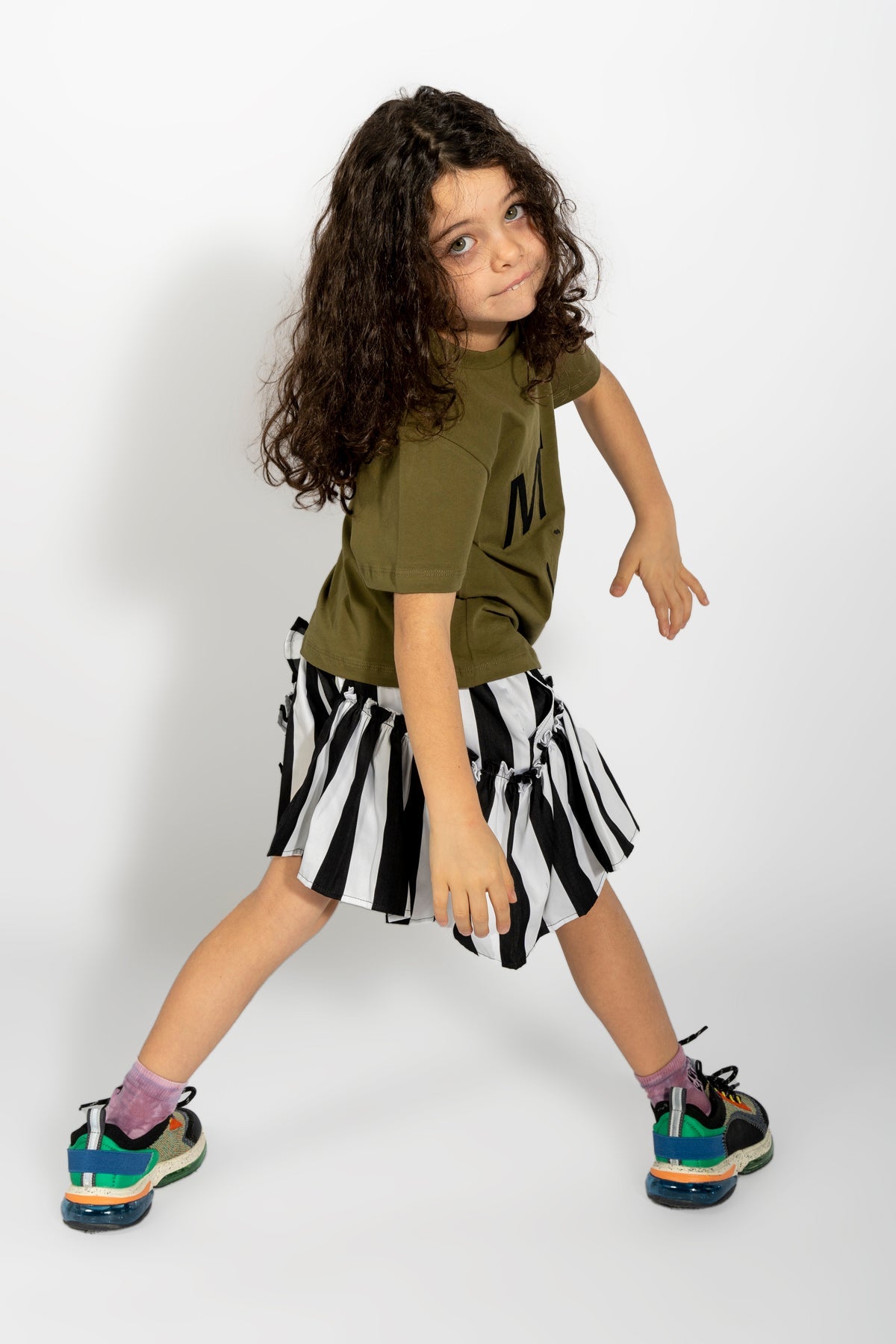KHAKI EMBROIDERED LOOSE T-SHIRT MA KIDS