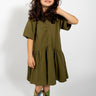 KHAKI GATHERED JERSEY T-SHIRT DRESS MA KIDS