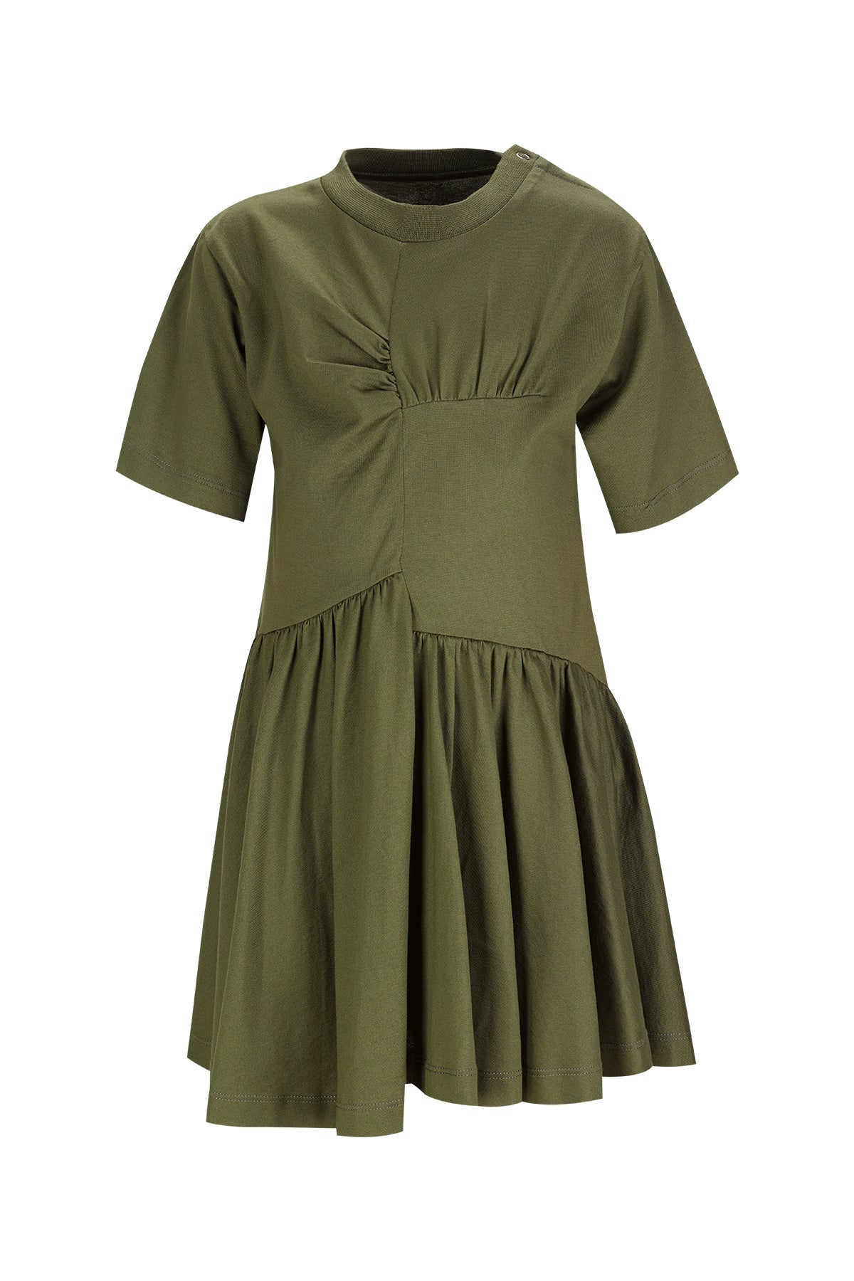 KHAKI GATHERED JERSEY T-SHIRT DRESS MA KIDS