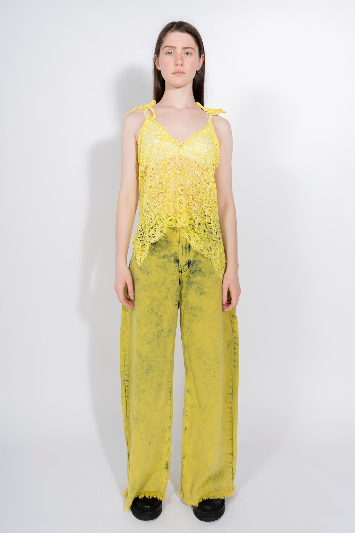 LACE SLIP TOP IN YELLOW marques almeida