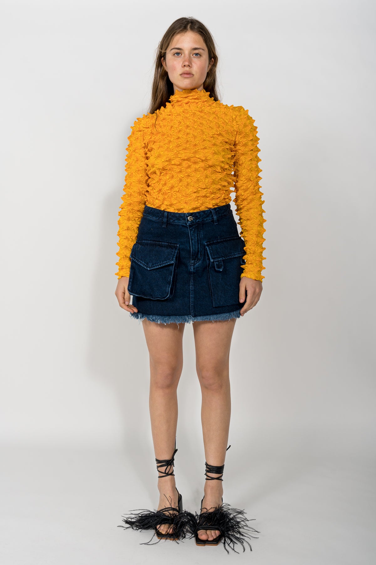 PATCH POCKET MINI SKIRT IN NAVY MARQUES ALMEIDA