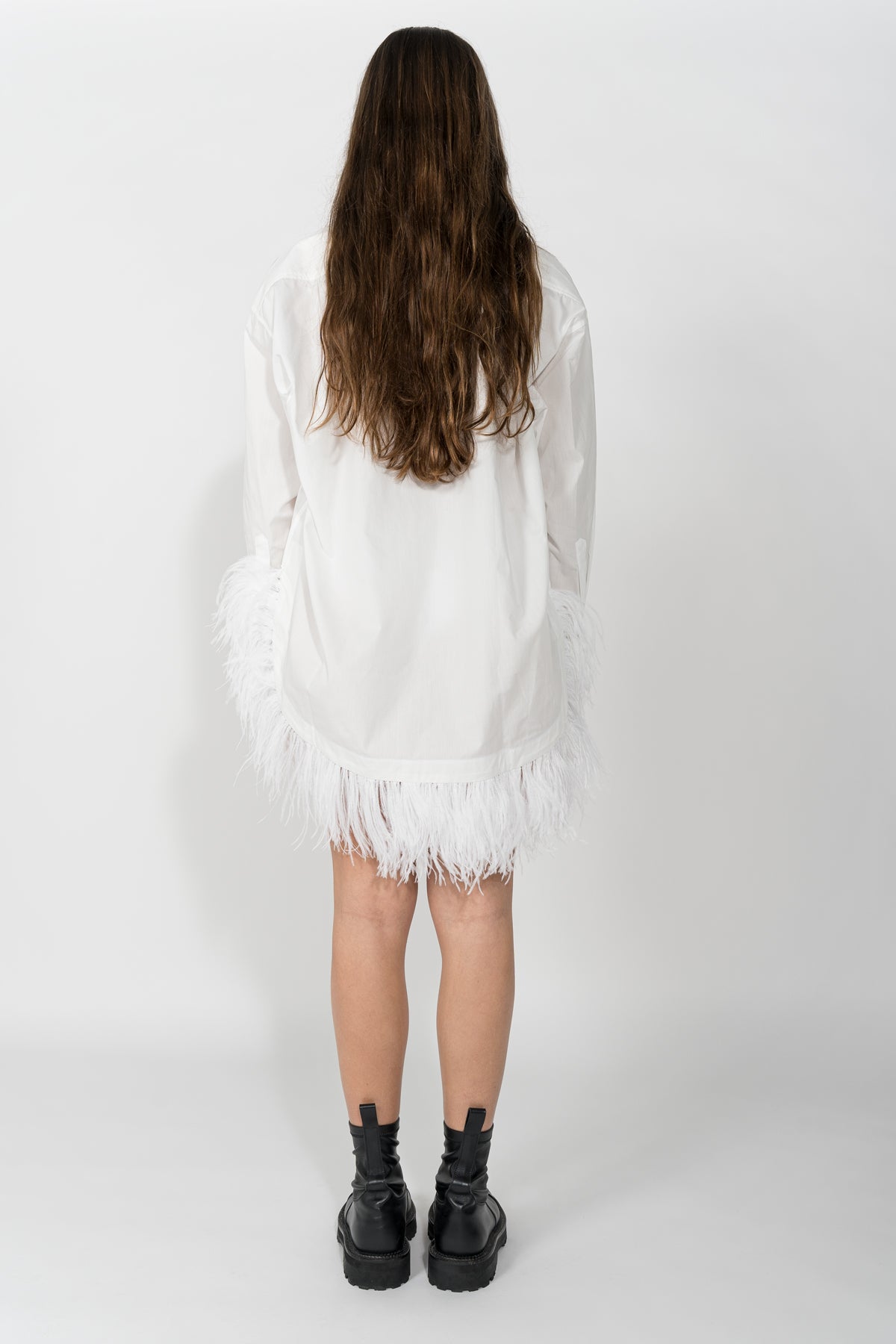 WHITE XXL SHIRT WITH FEATHERS MARQUES ALMEIDA