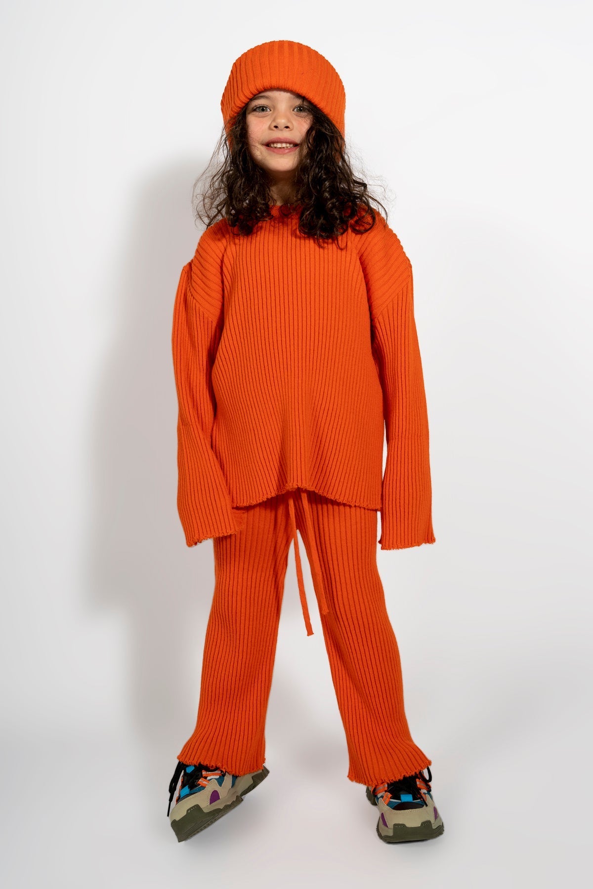 ORANGE MERINO CREW NECK JUMPER ma kids