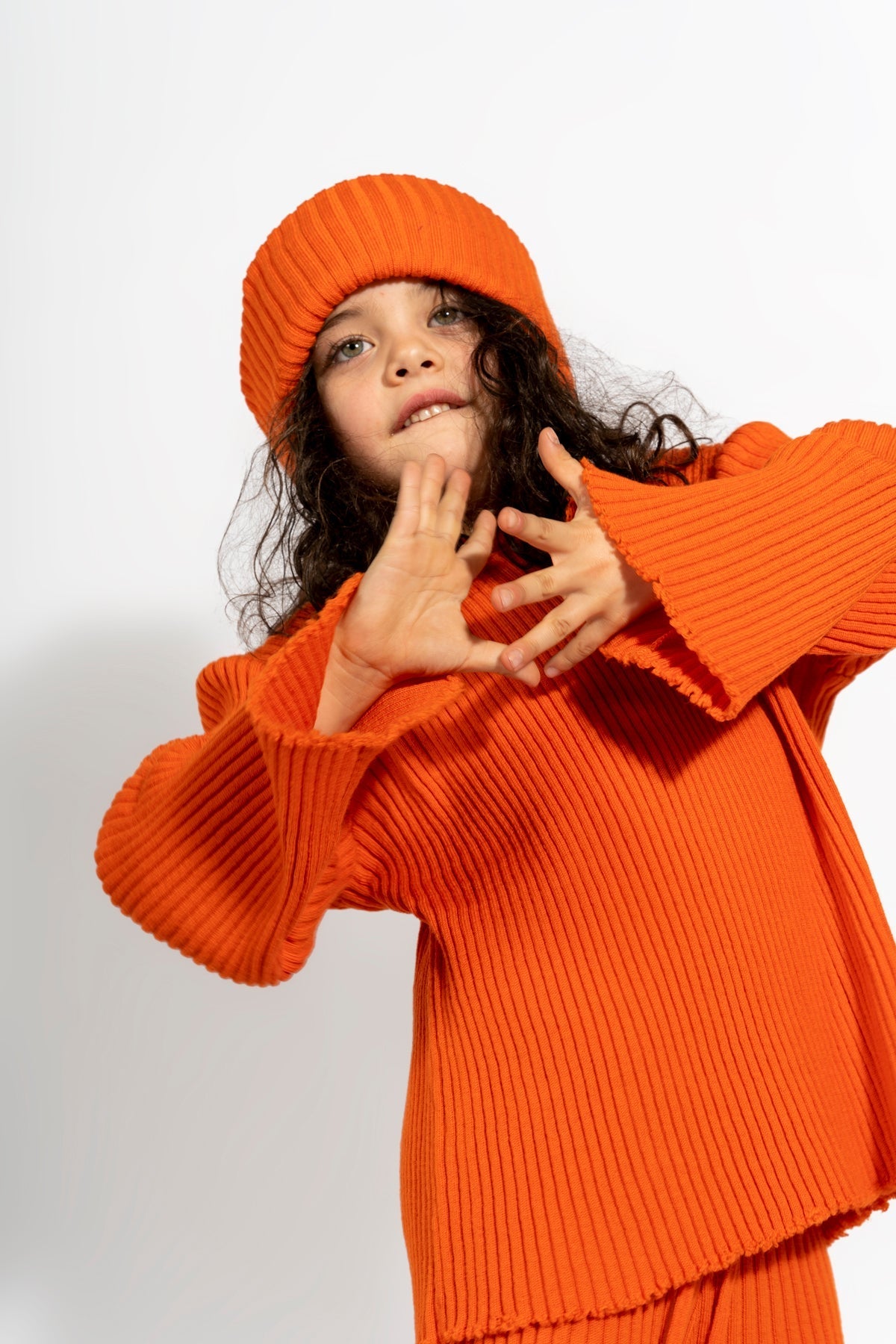 ORANGE MERINO CREW NECK JUMPER ma kids