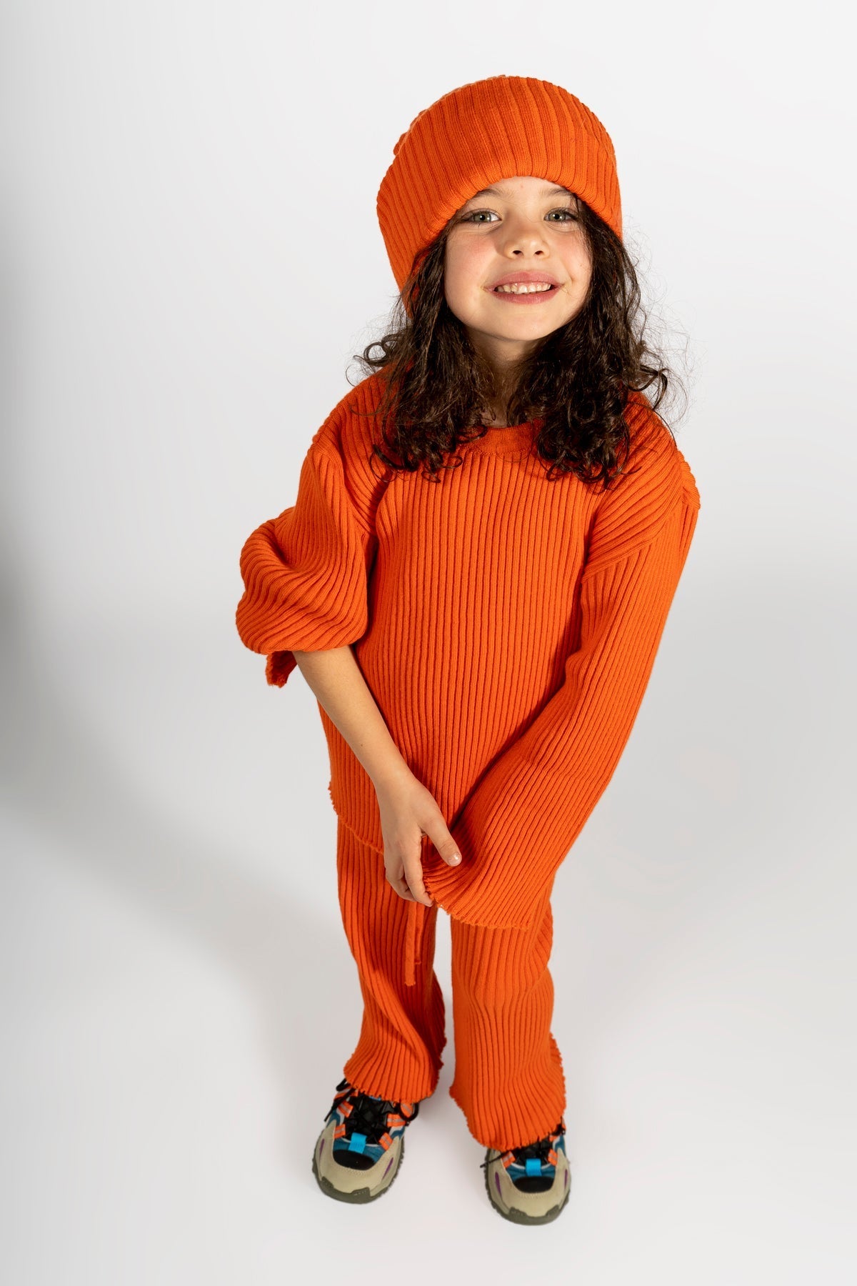 ORANGE MERINO CREW NECK JUMPER ma kids