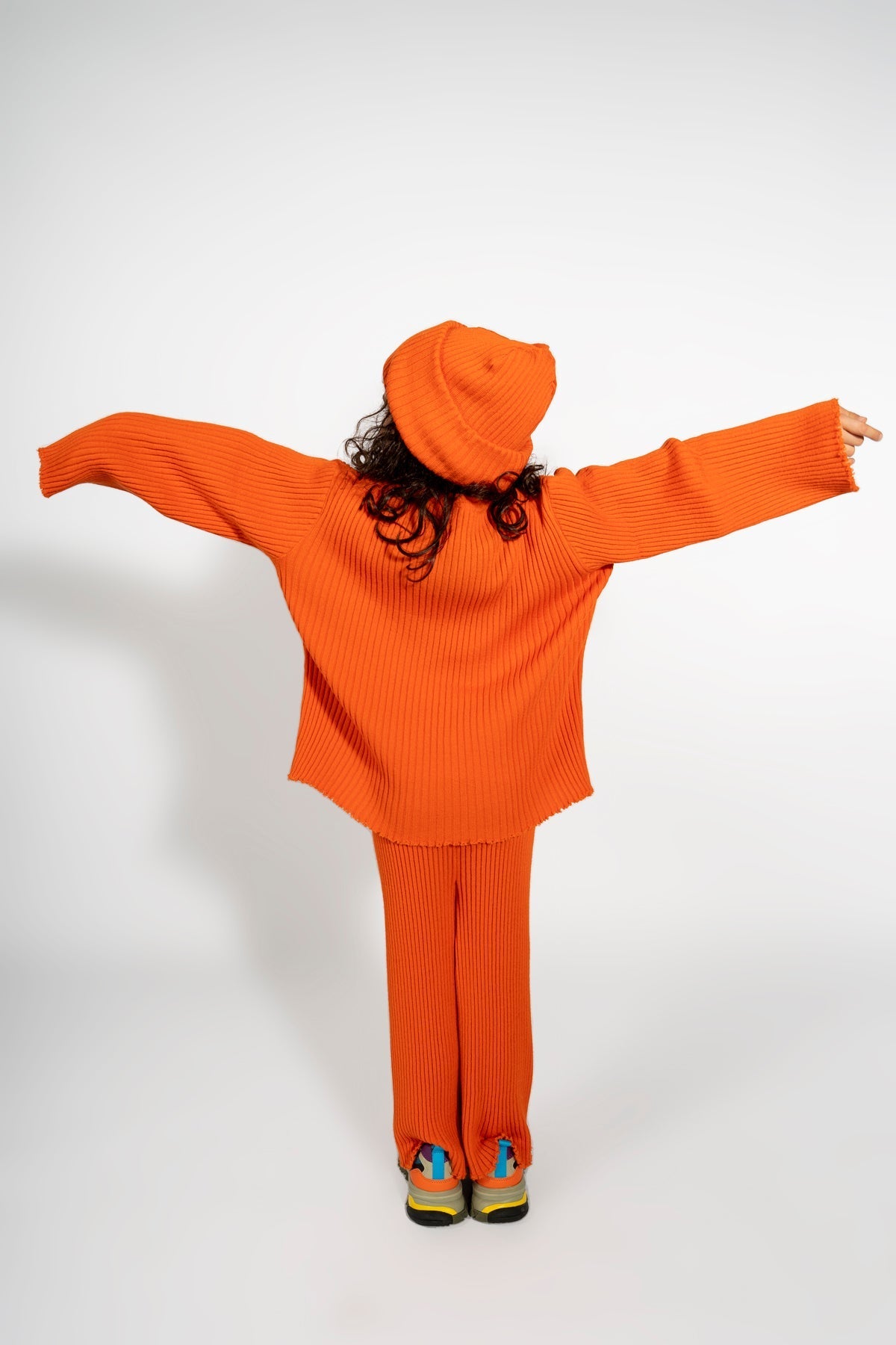 ORANGE MERINO CREW NECK JUMPER ma kids