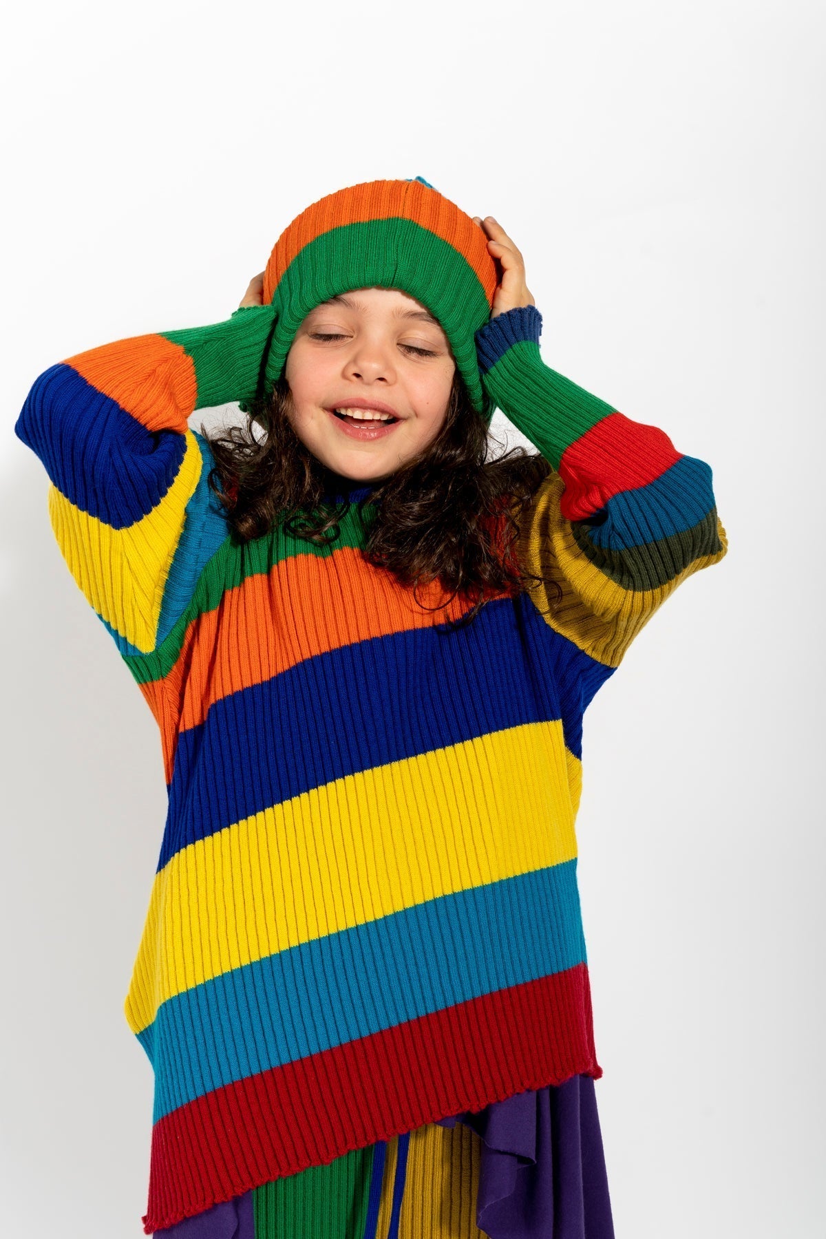 MULTI STRIPES MERINO KNIT BEANIE ma kids