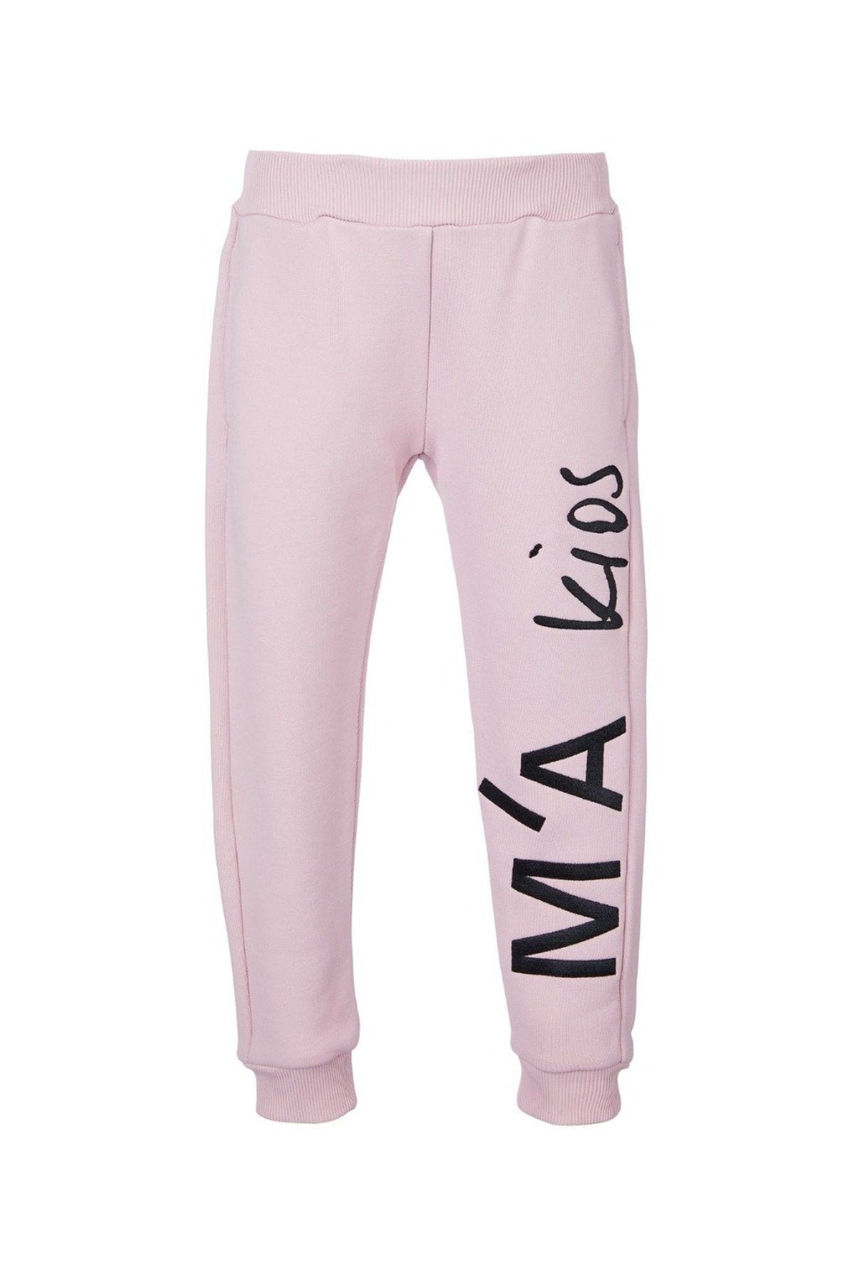 M'A KIDS EMBROIDERED ELASTIC CUFF TROUSERS IN PINK