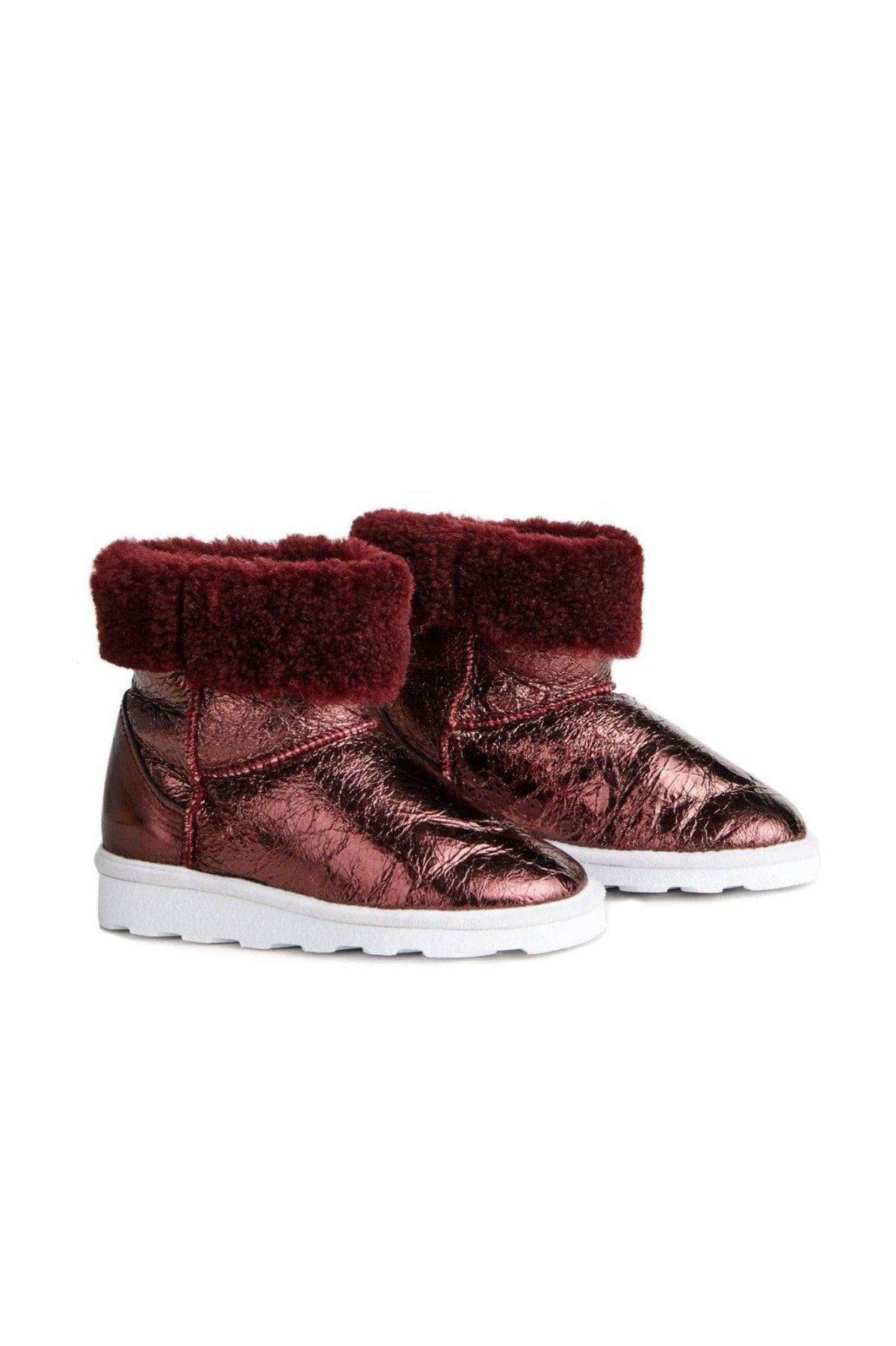 M'A KIDS LEATHER BOOTS IN BURGUNDY