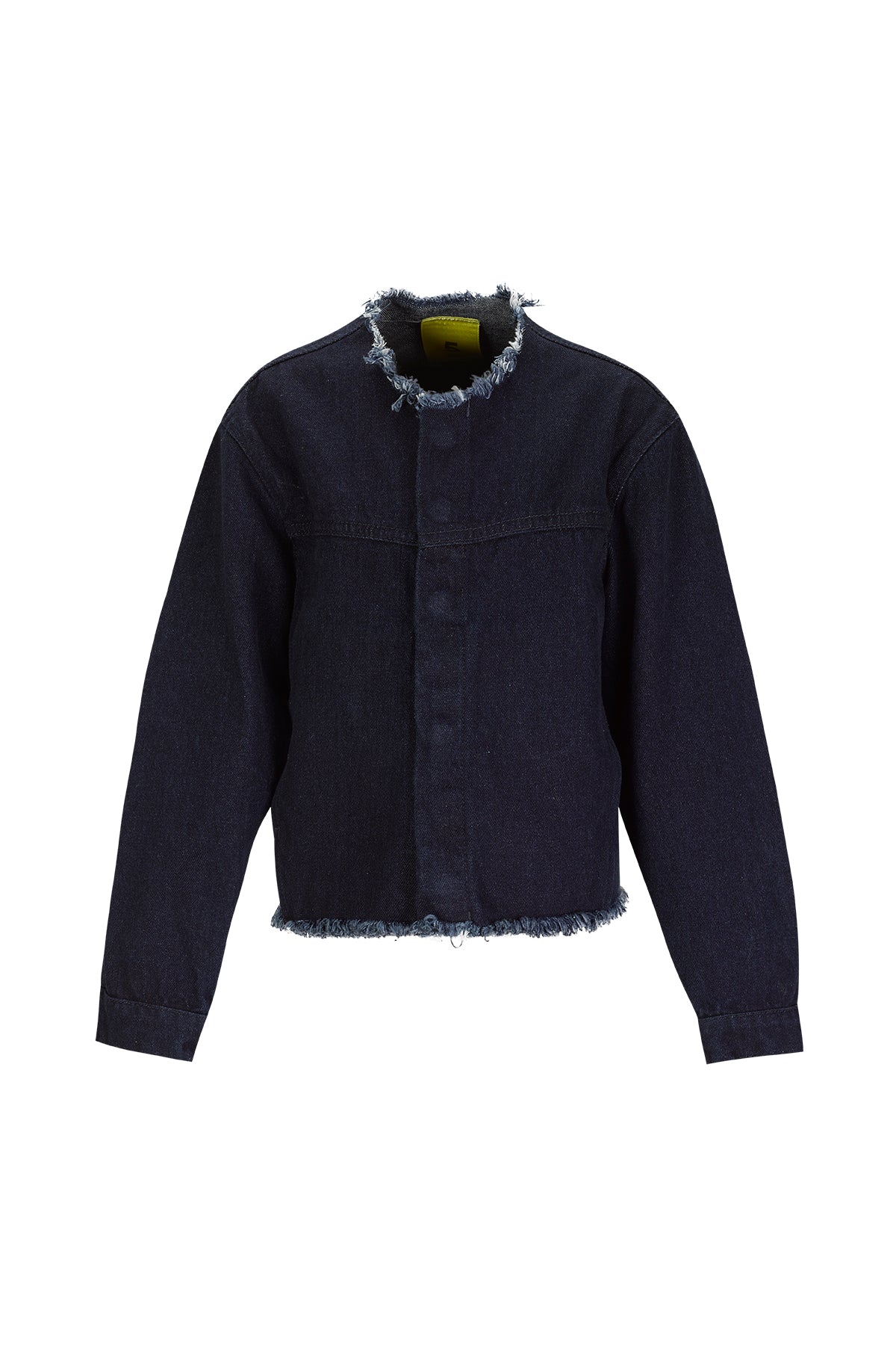 NAVY DENIM COLLARLESS JACKET makids