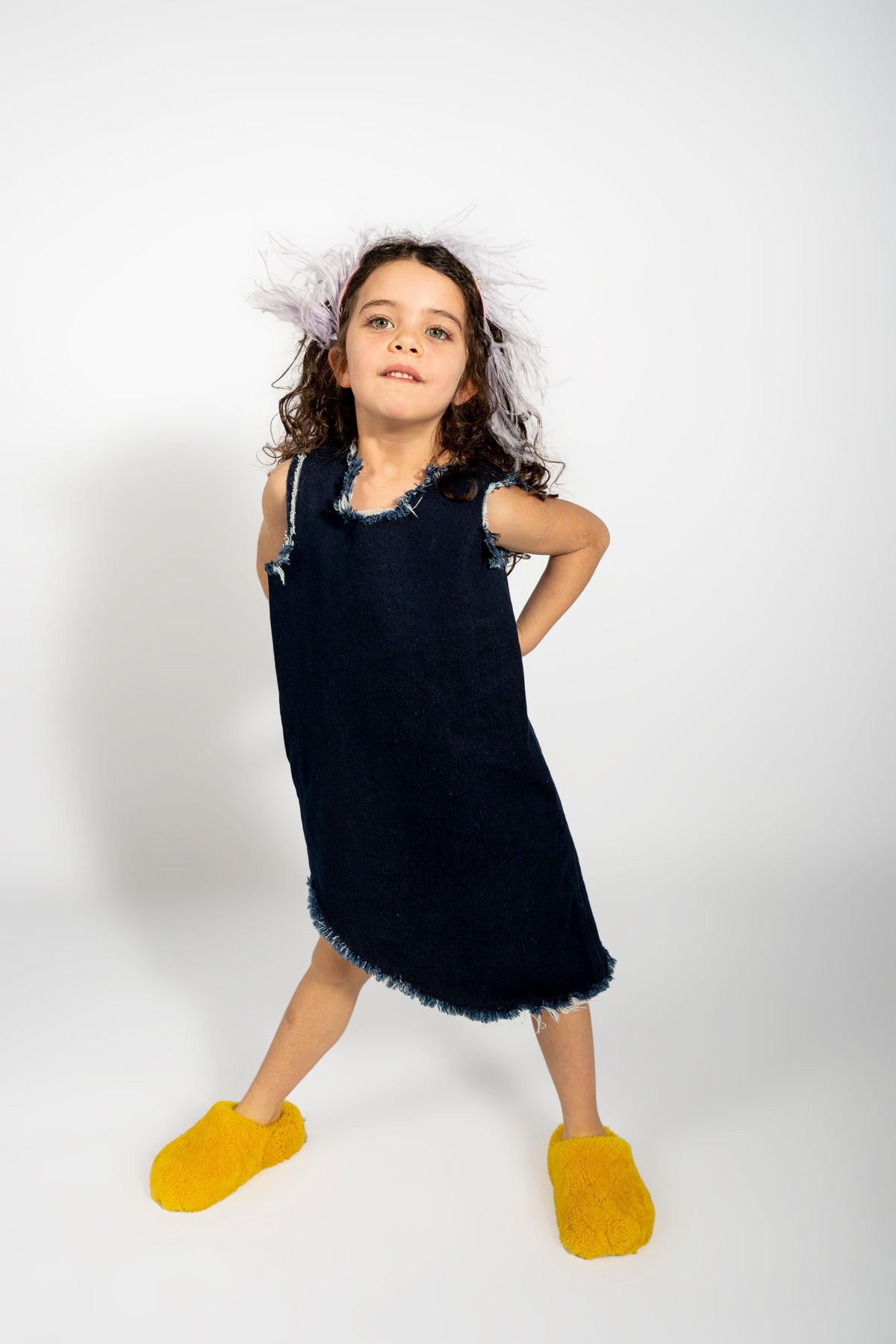 NAVY DENIM SLEEVELESS DRESS ma kids