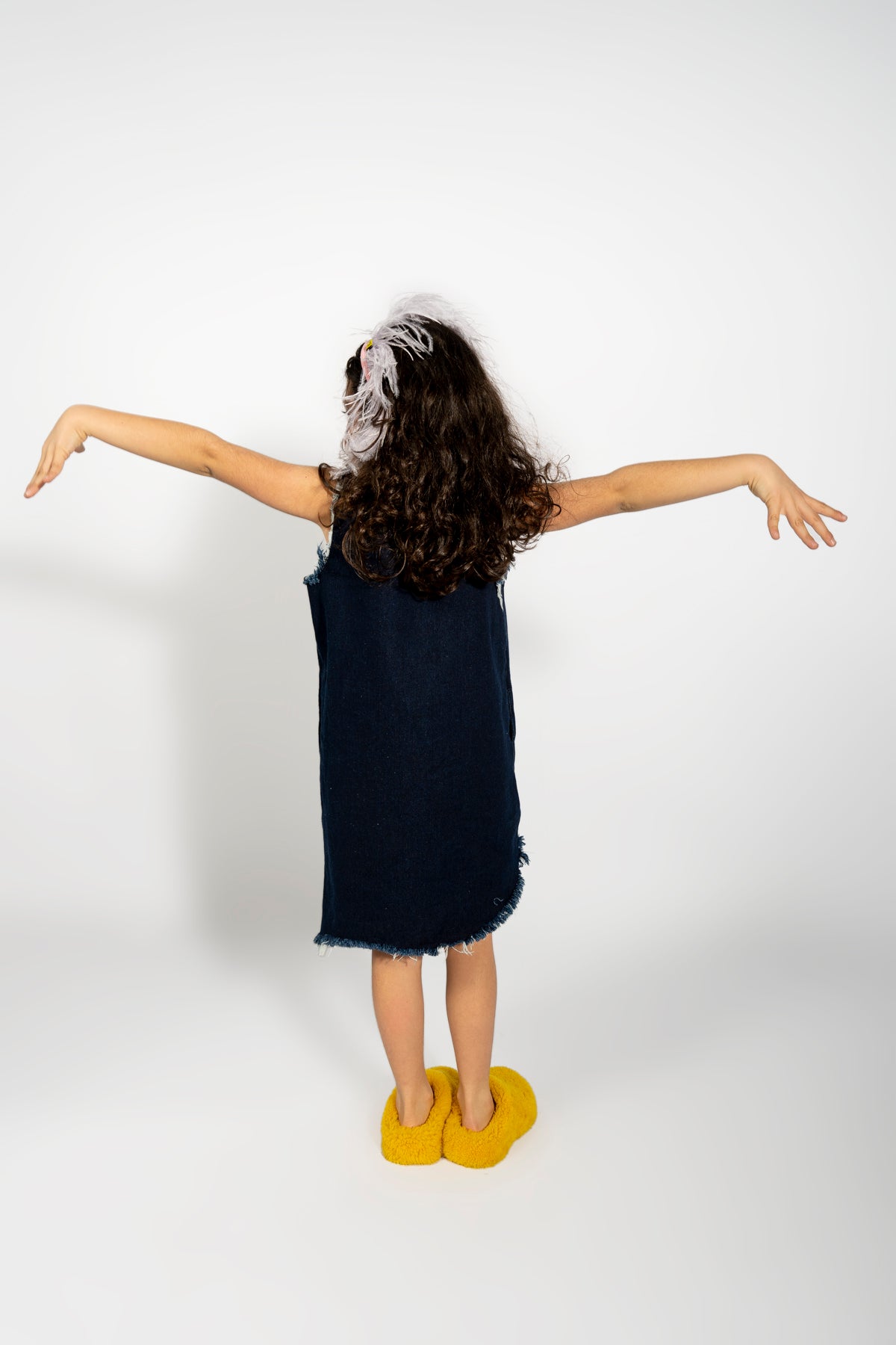 NAVY DENIM SLEEVELESS DRESS ma kids