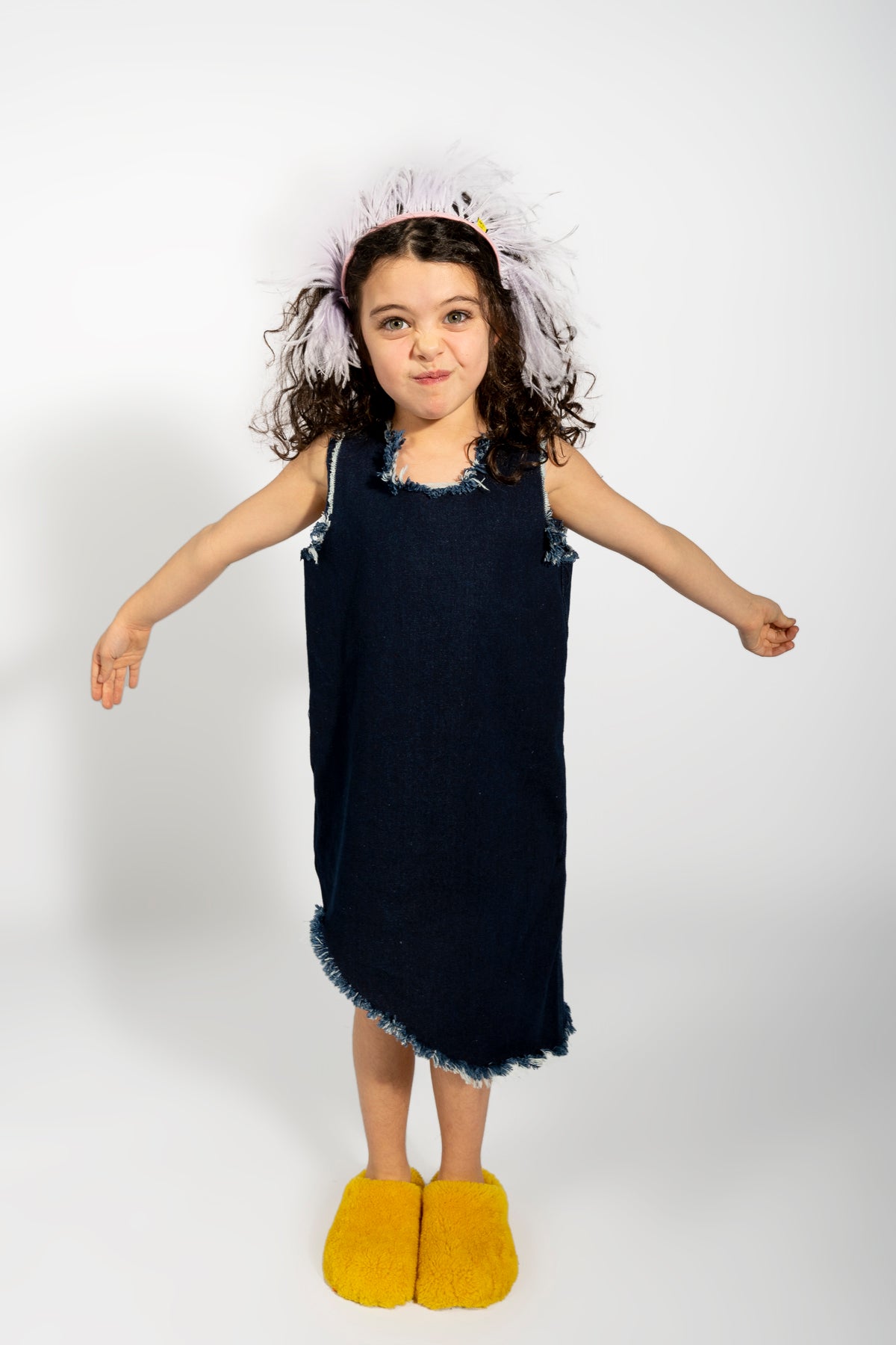 NAVY DENIM SLEEVELESS DRESS ma kids