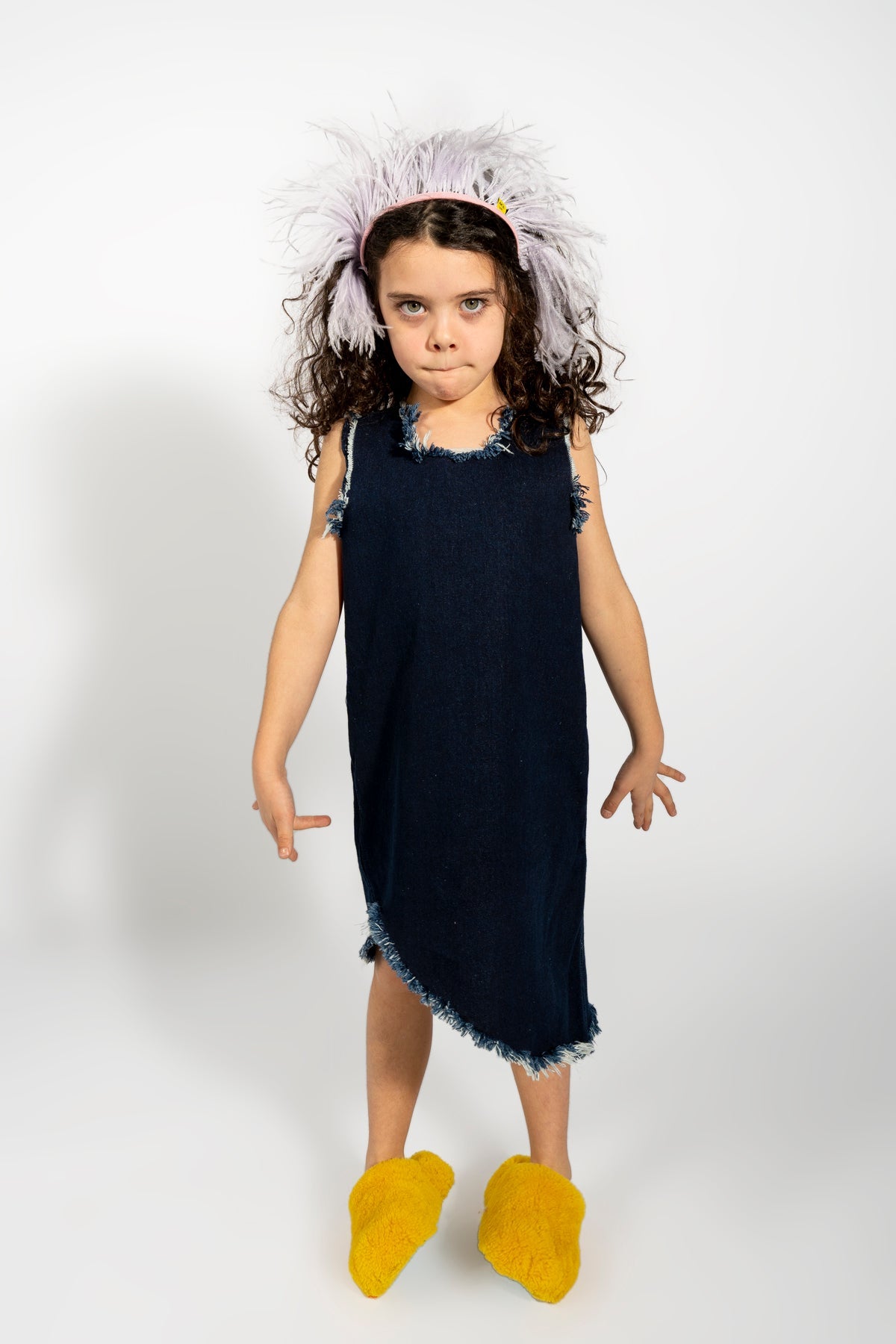NAVY DENIM SLEEVELESS DRESS ma kids