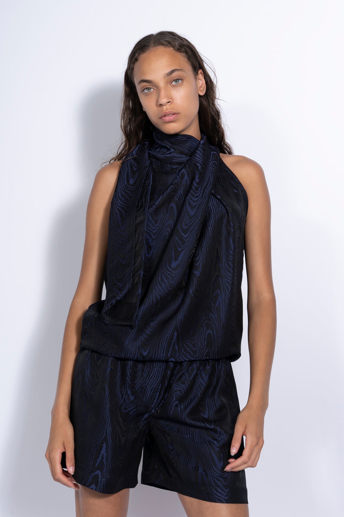 NAVY DRAPED BLOUSE marques almeida