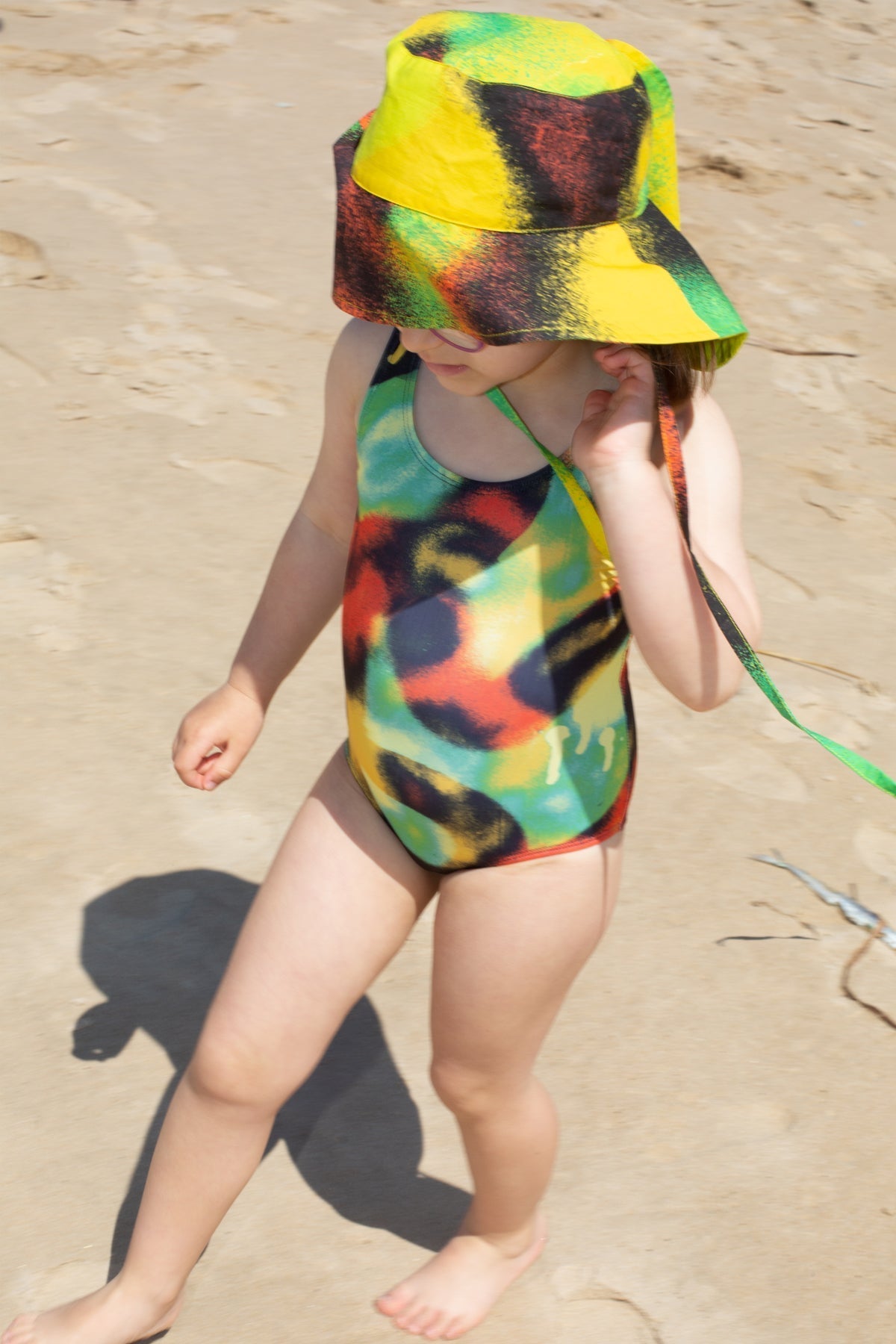 M'A KIDS ORANGE AND YELLOW PRINTED SWIMSUIT