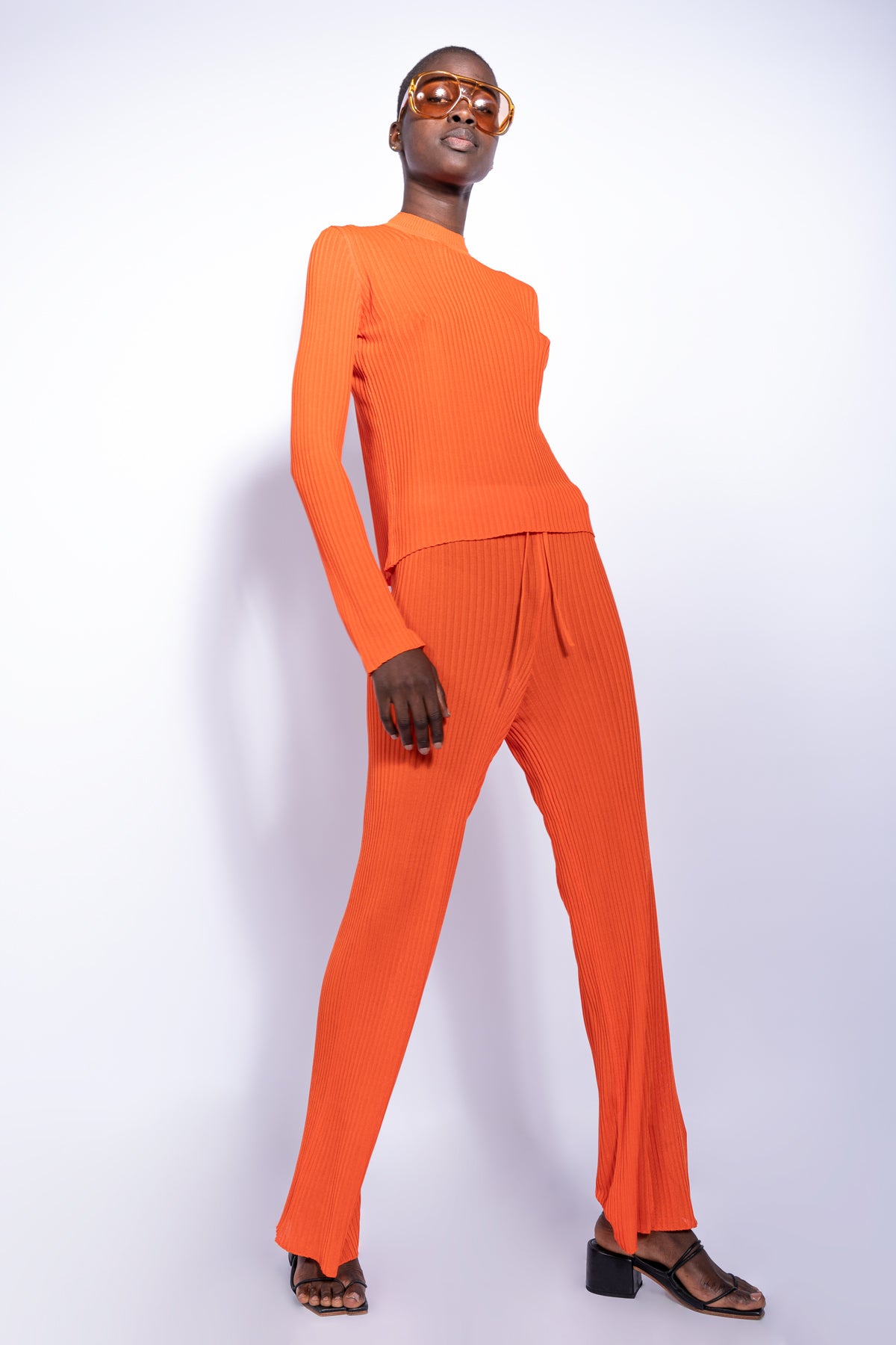  ORANGE KNITTED TROUSERS IN LIGHT WEIGHT KNIT marques almeida
