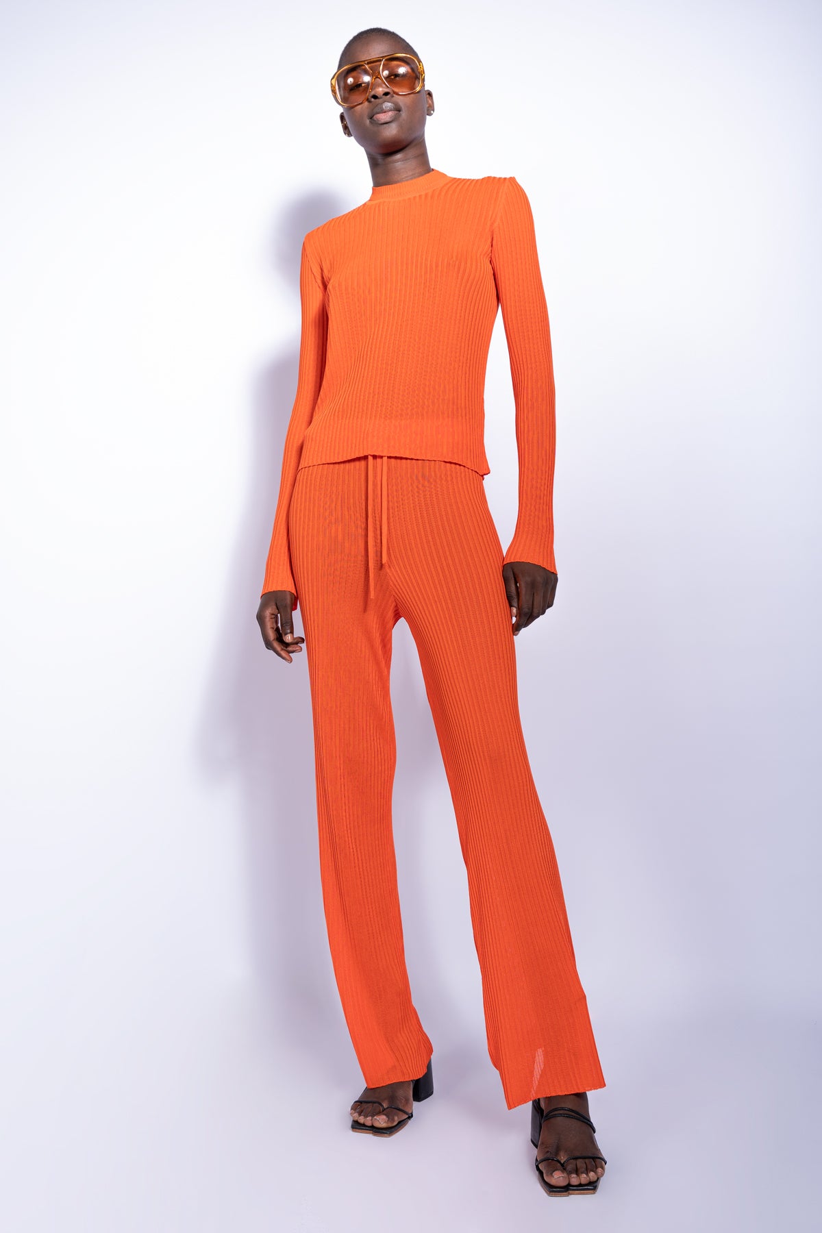  ORANGE KNITTED TROUSERS IN LIGHT WEIGHT KNIT marques almeida