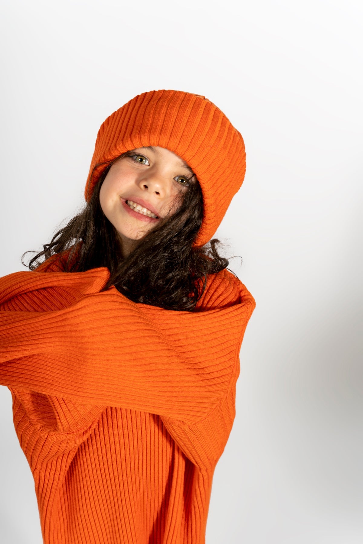 ORANGE MERINO KNIT BEANIE ma kids 