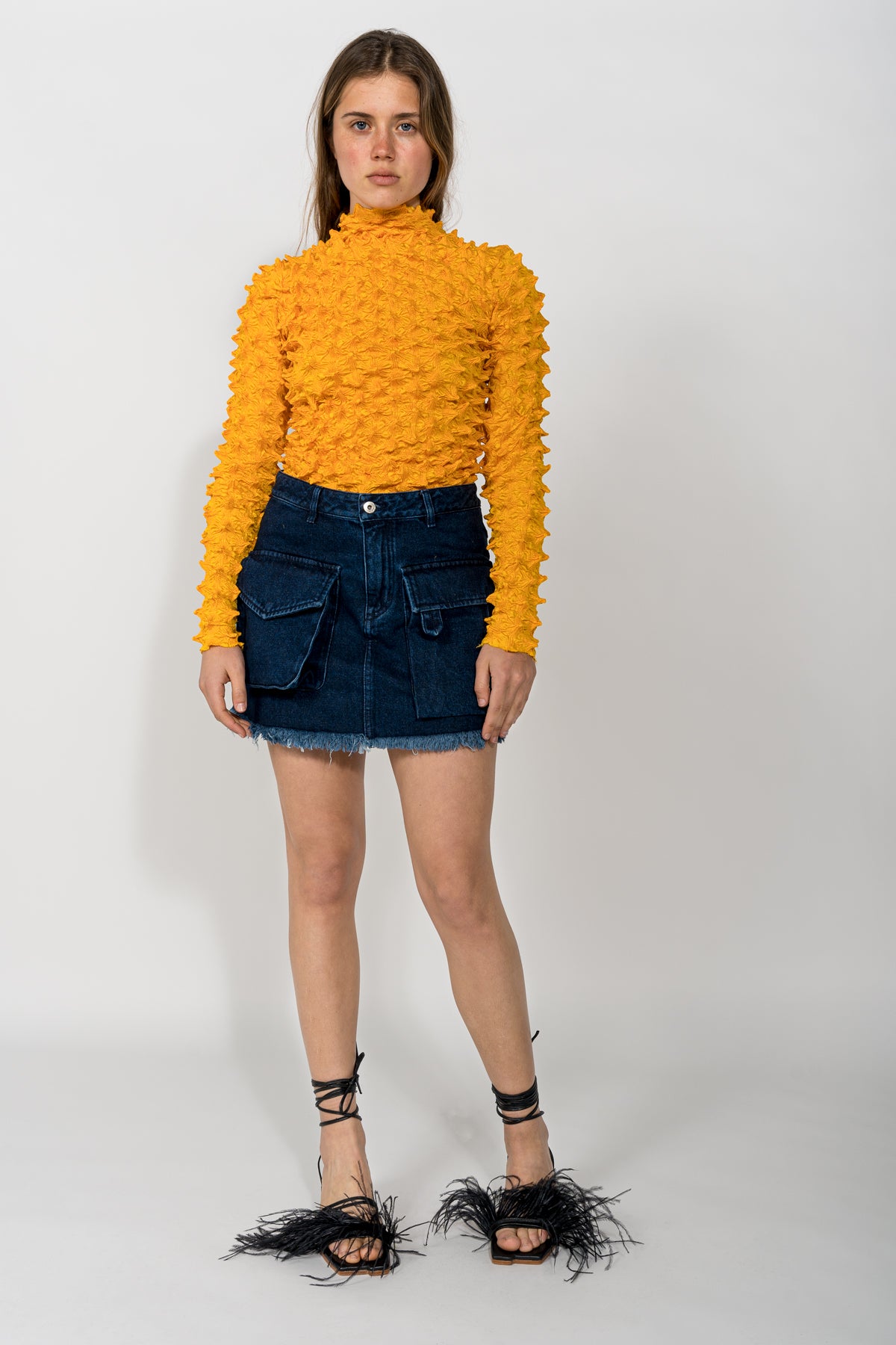 PATCH POCKET MINI SKIRT IN NAVY MARQUES ALMEIDA