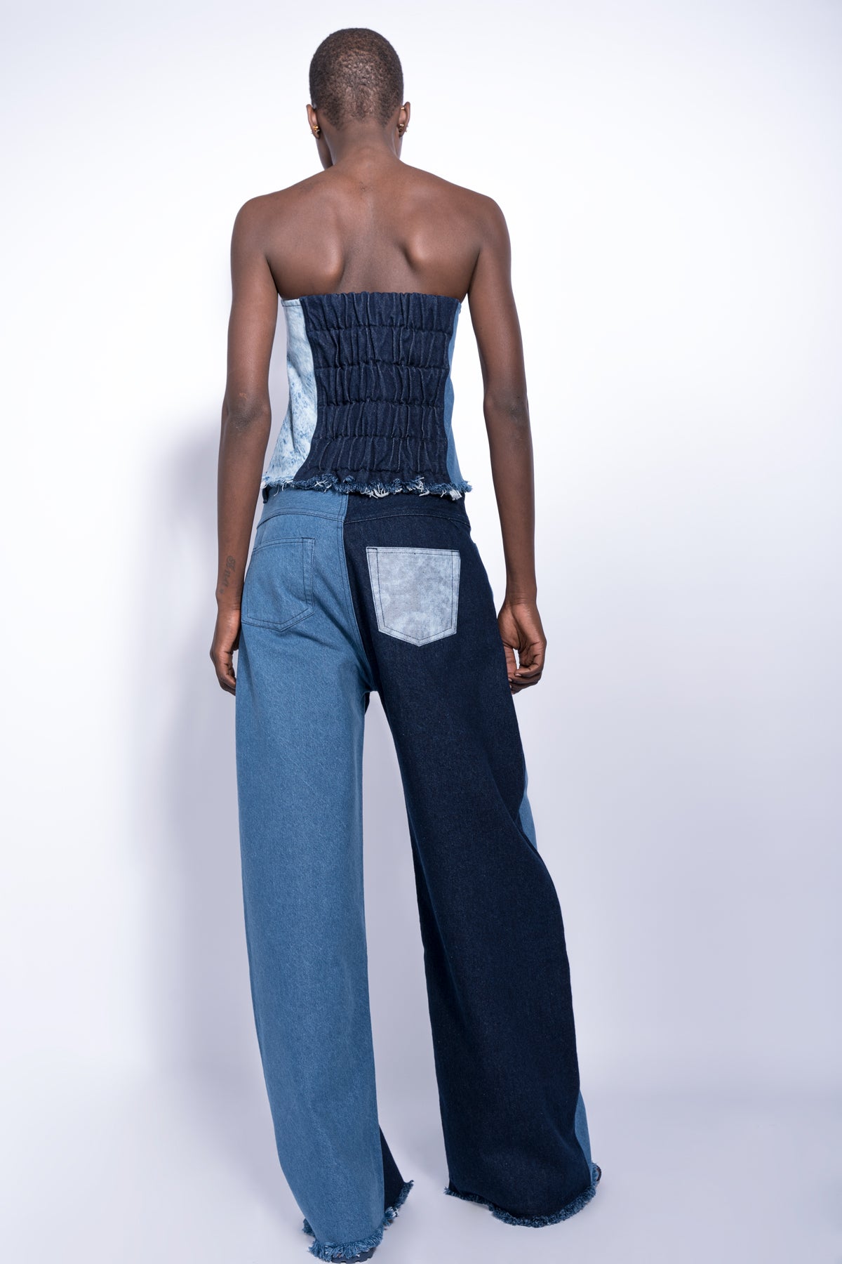 PATCHWORK DENIM BOYFRIEND TROUSERS