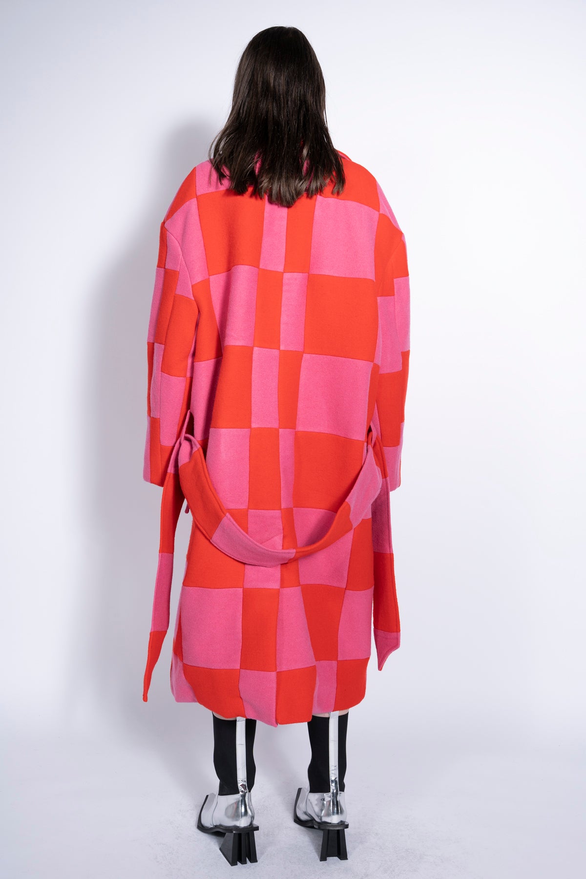 PINK AND RED CHECKED LONG COAT marques almeida