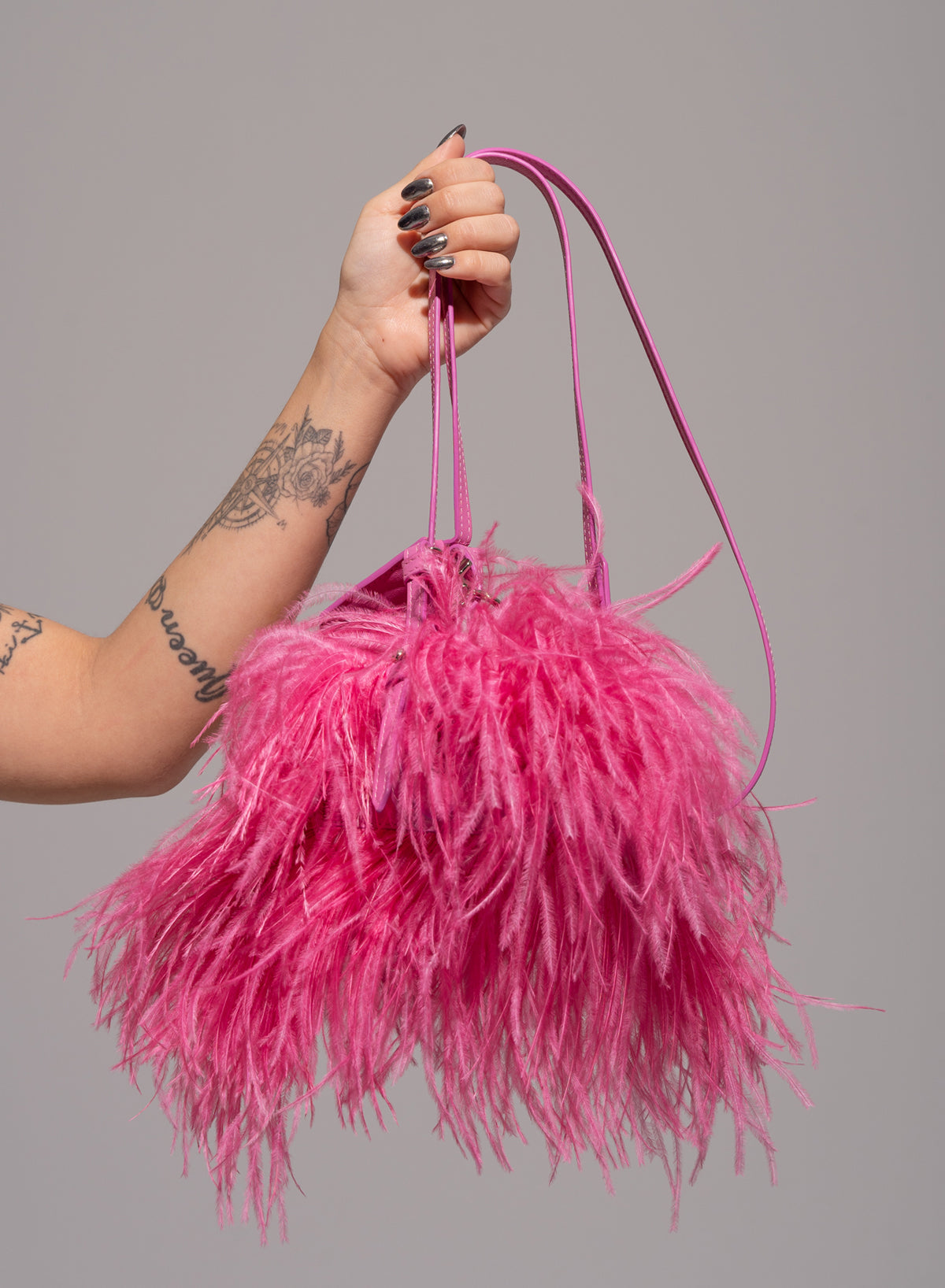 LIGHT PINK FEATHER BAG