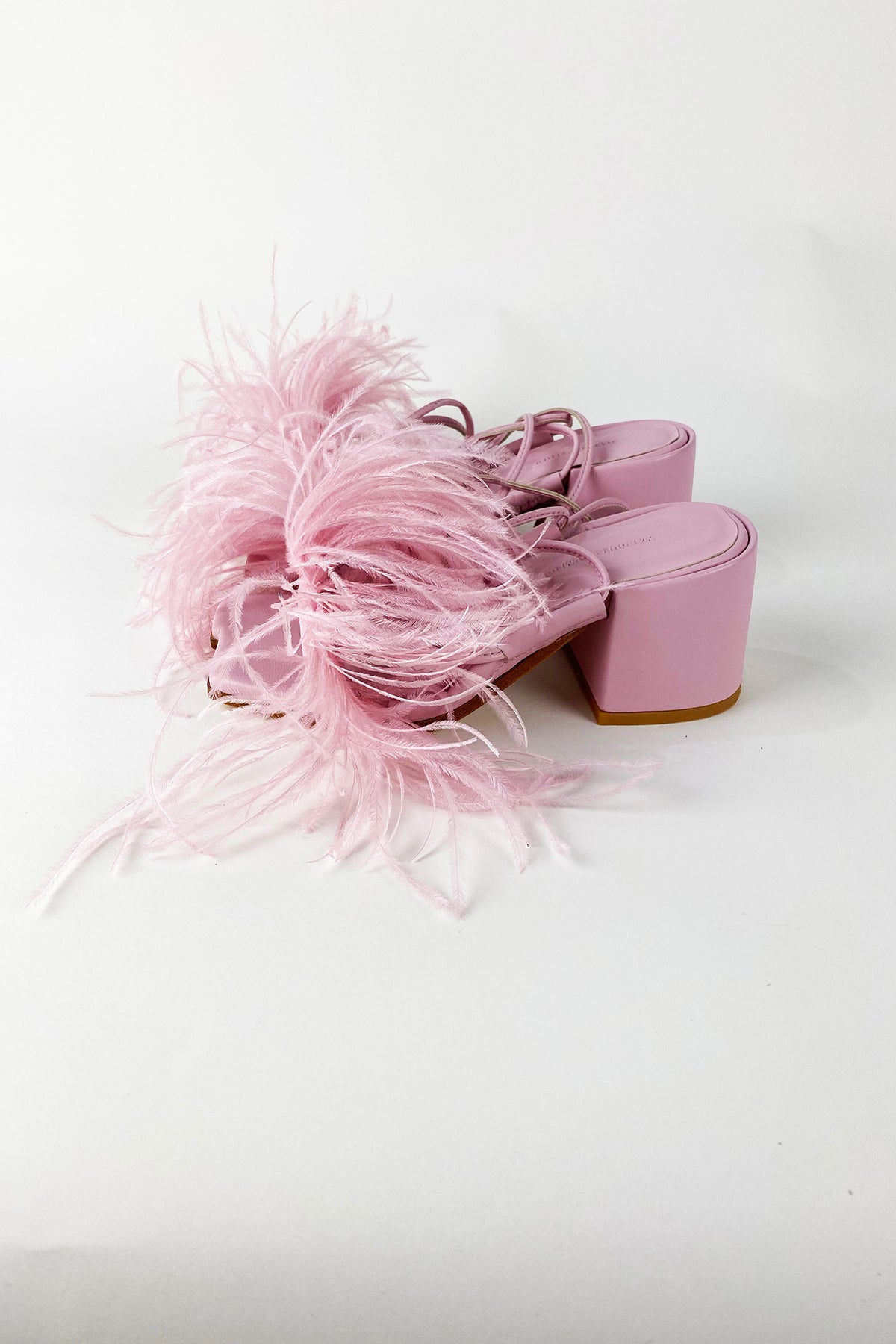 PINK FEATHER STRAPPY SANDAL marques almeida