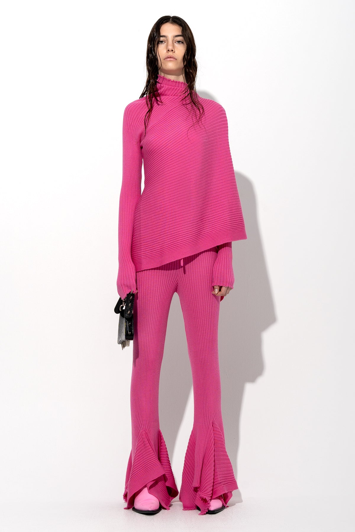 PINK MERINO WOOL DRAPED JUMPER marques almeida