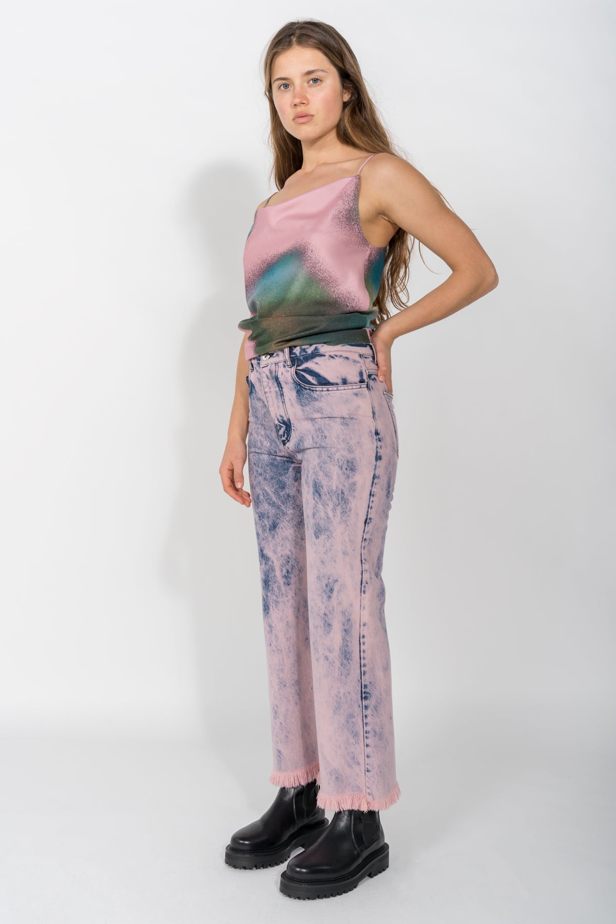 PINK OVERDYE RELAXED CROPPED JEANS MARQUES ALMEIDA