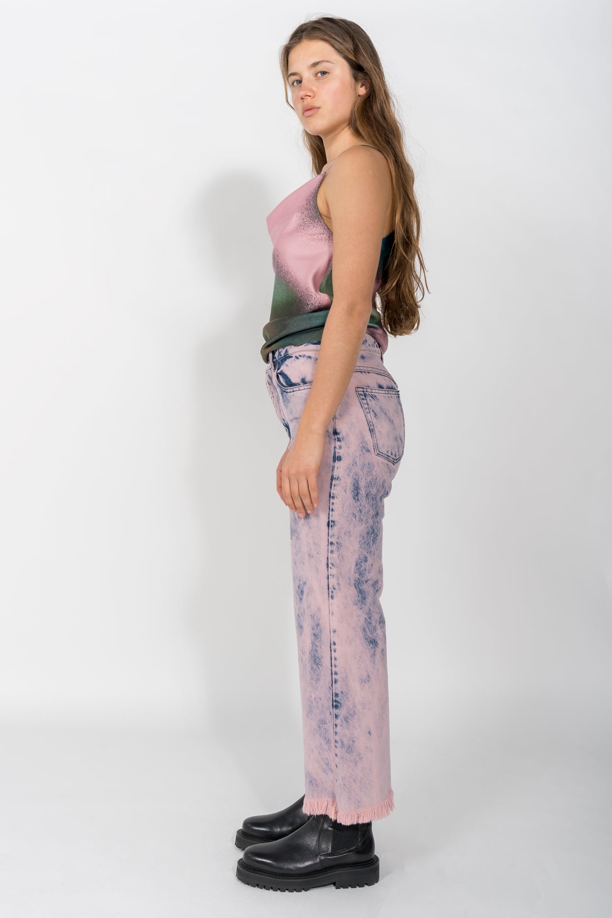 PINK OVERDYE RELAXED CROPPED JEANS MARQUES ALMEIDA