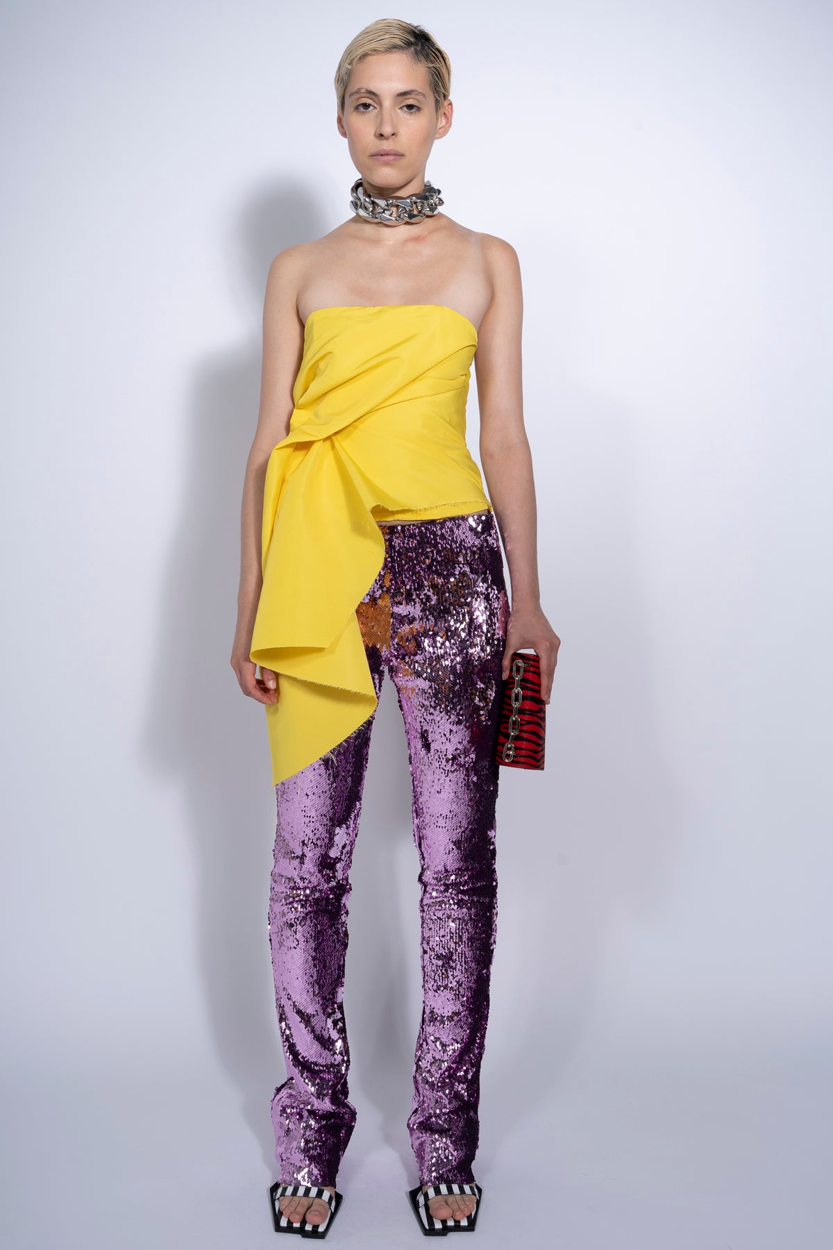 PINK SEQUINS BOOTCUT TROUSERS marques almeida