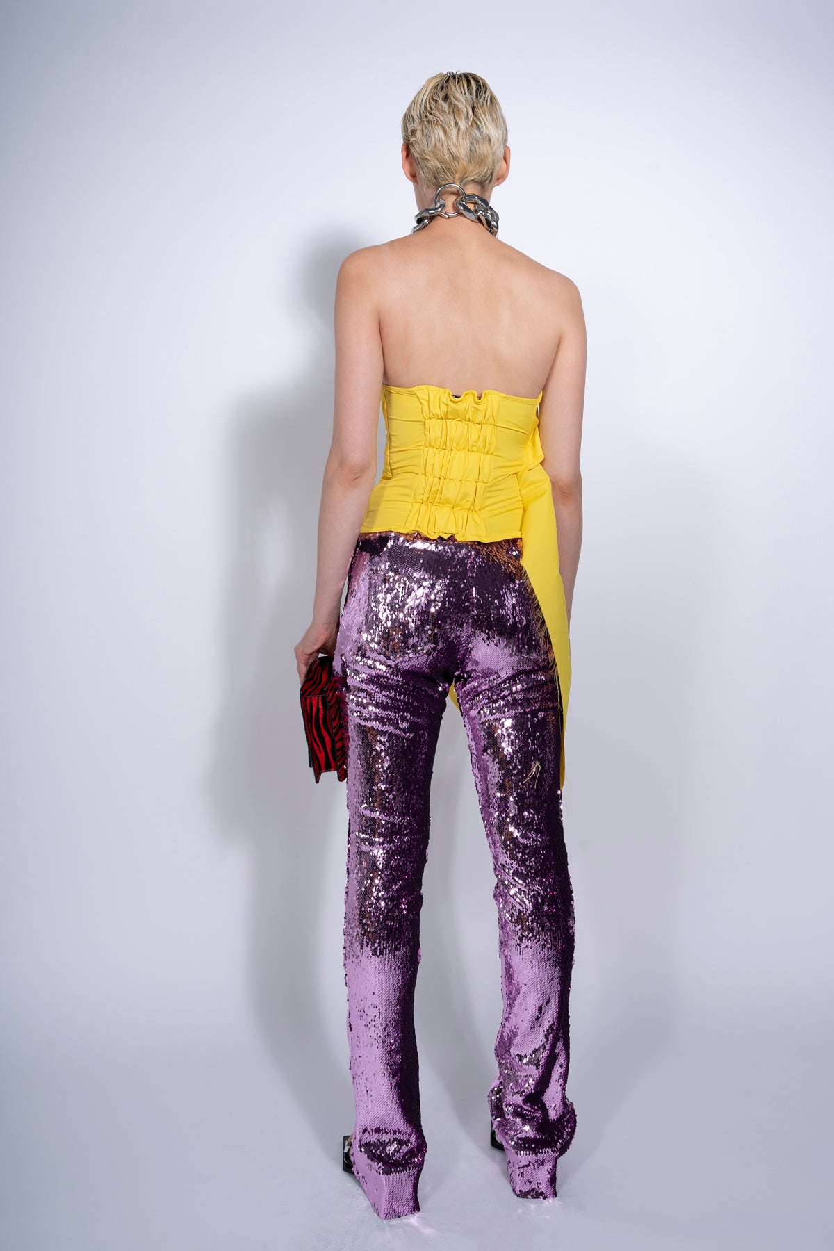 PINK SEQUINS BOOTCUT TROUSERS marques almeida