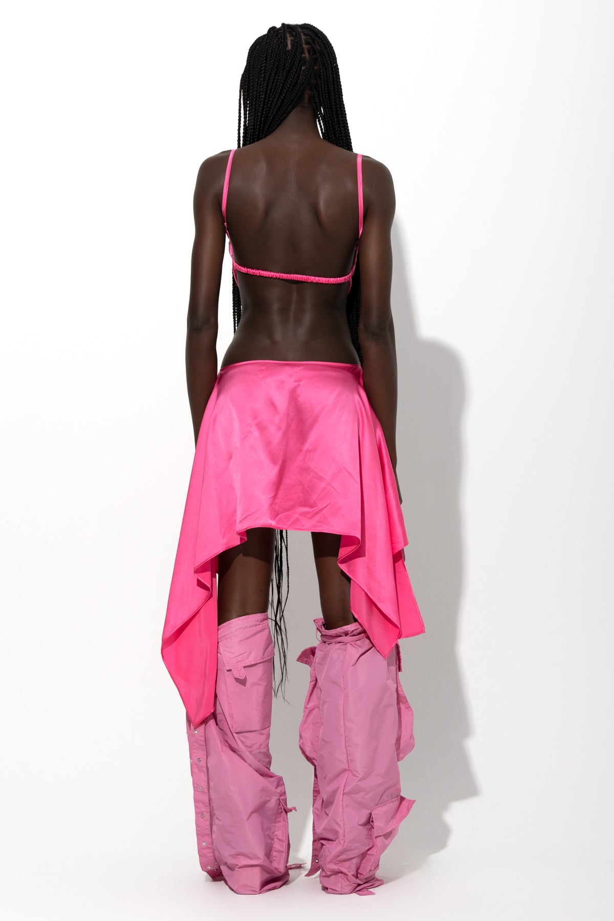 PINK SILK CUT OUT DRESS WITH OPEN BACK marques almeida
