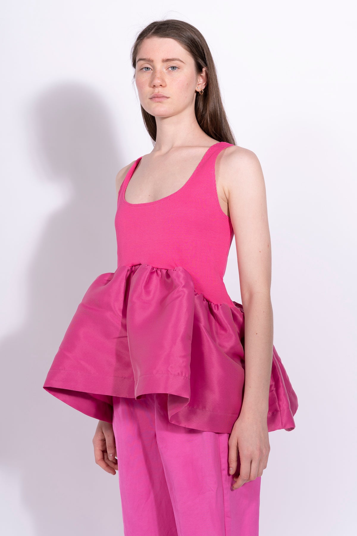 PINK SLEEVELESS PUFF HEM TOP marques almeida