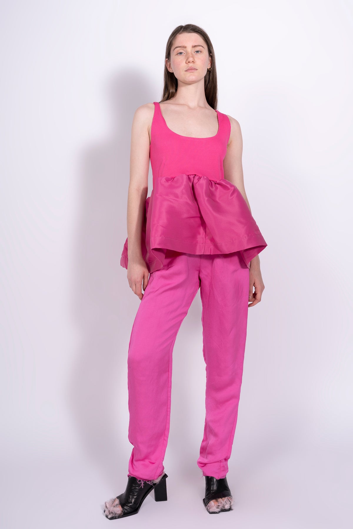 PINK SLEEVELESS PUFF HEM TOP marques almeida