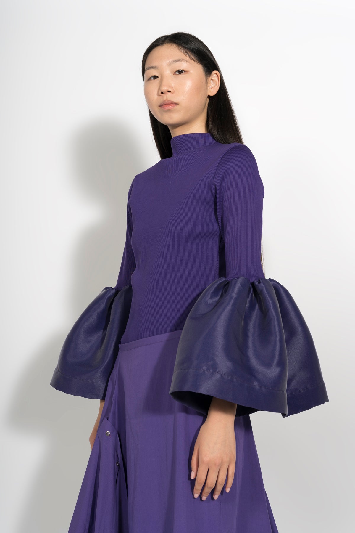 PURPLE TURTLENECK PUFF SLEEVE TOP marques almeida