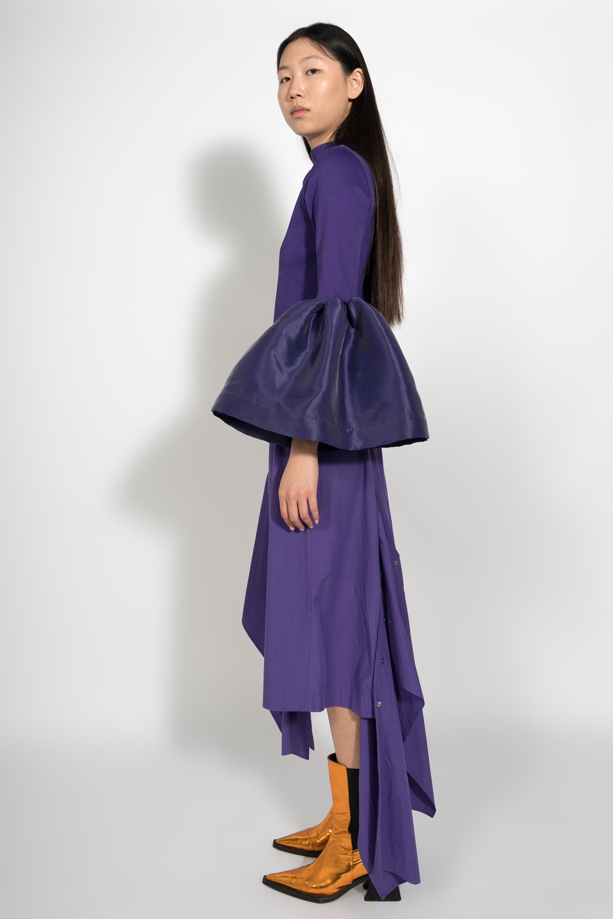 PURPLE TURTLENECK PUFF SLEEVE TOP marques almeida