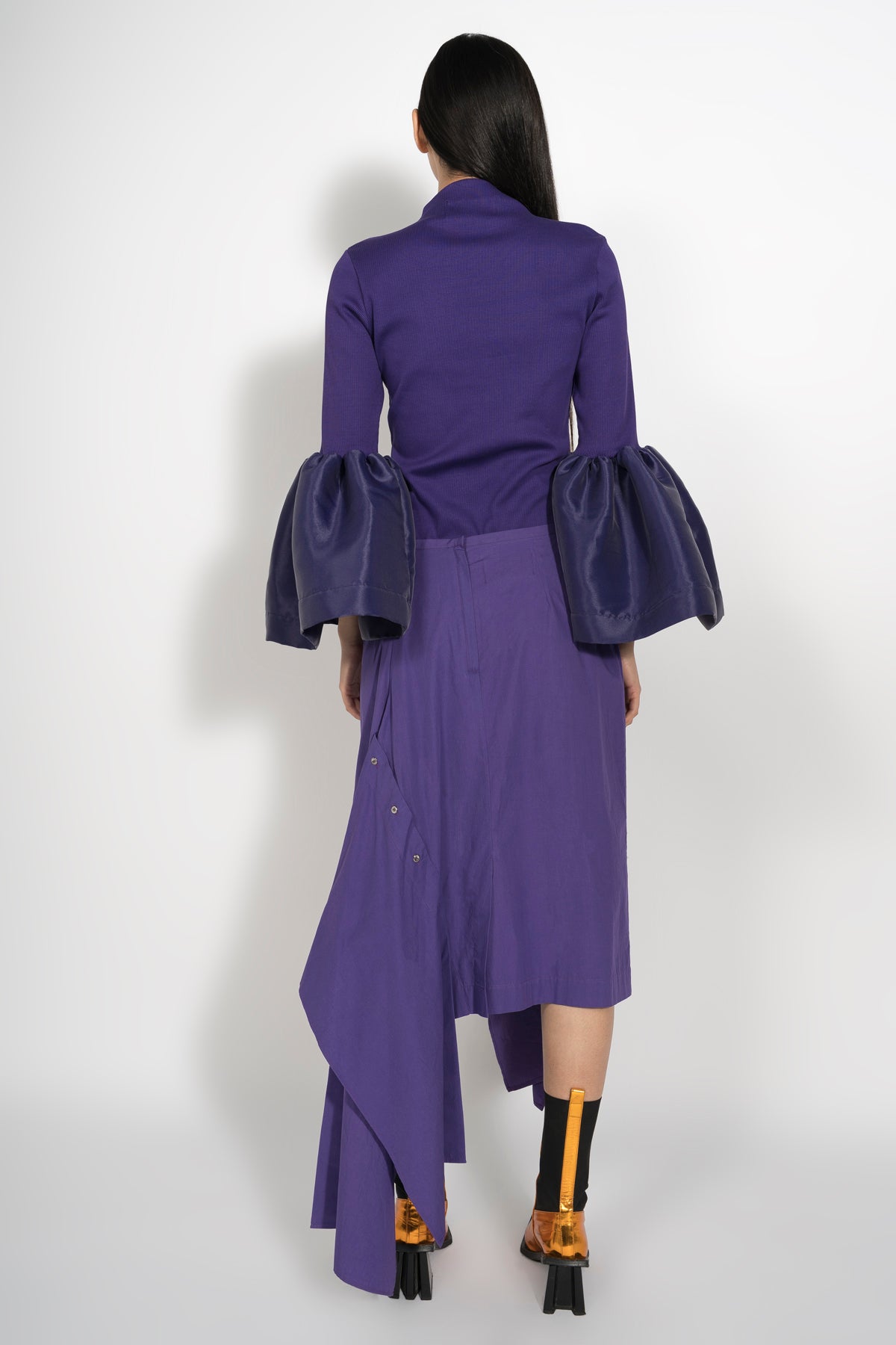 PURPLE TURTLENECK PUFF SLEEVE TOP marques almeida