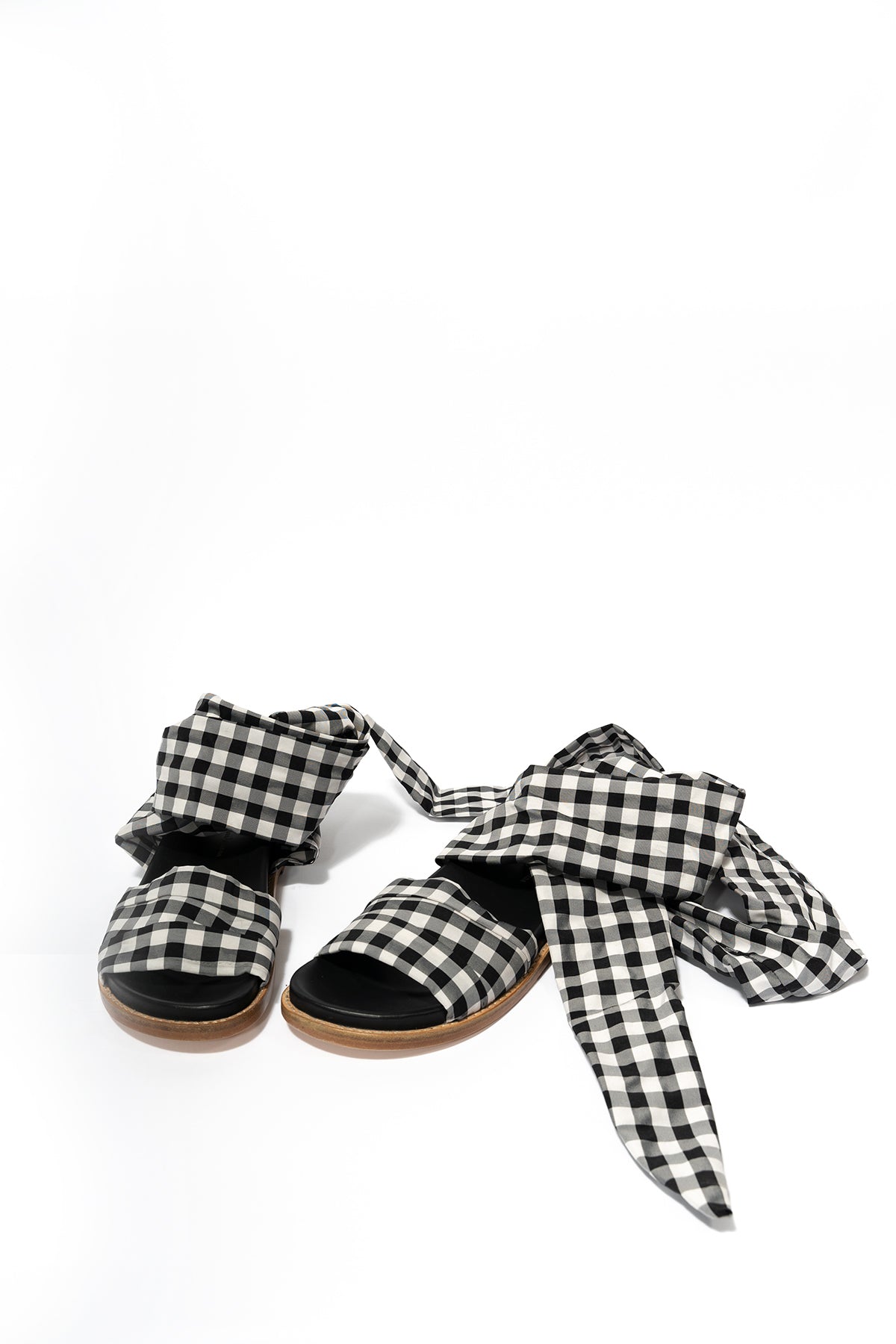 MARQUES ALMEIDA BLACK GINGHAM WRAP SANDAL