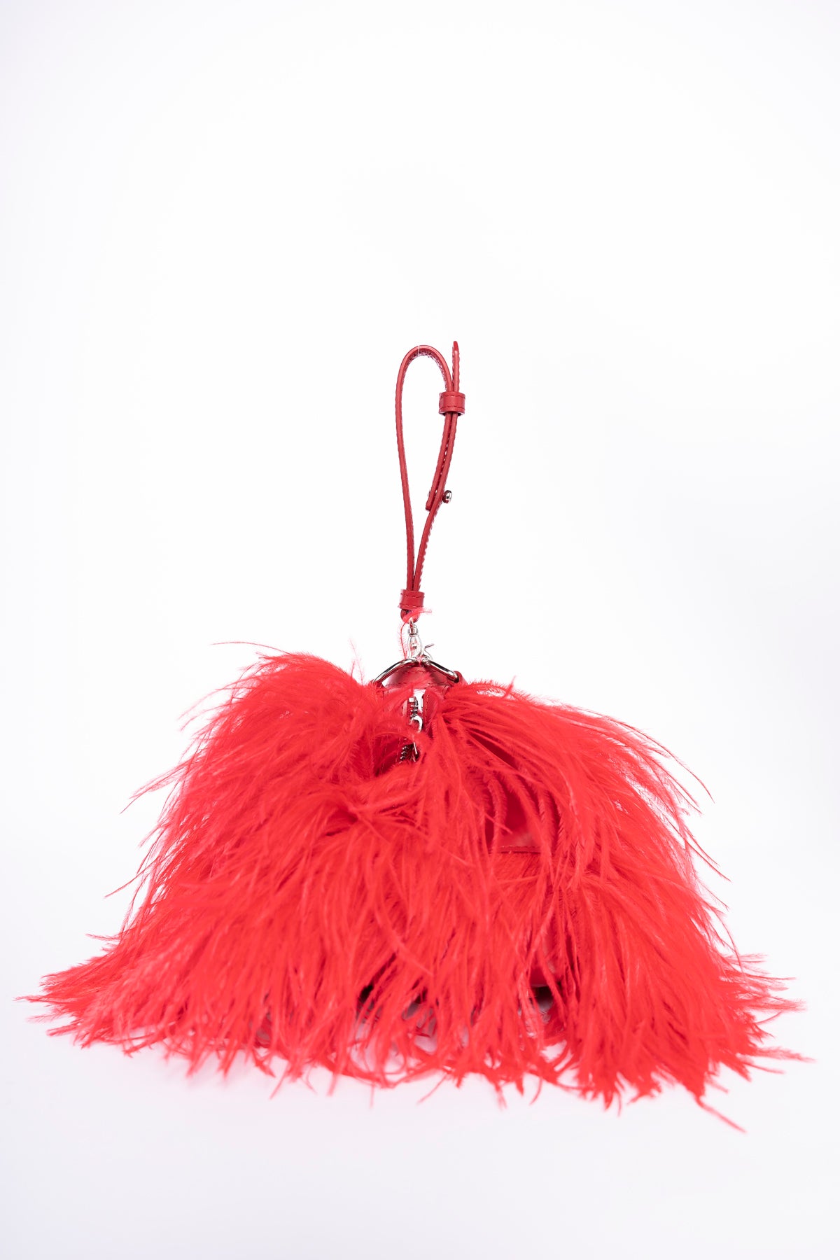 Red feather clutch bag deals