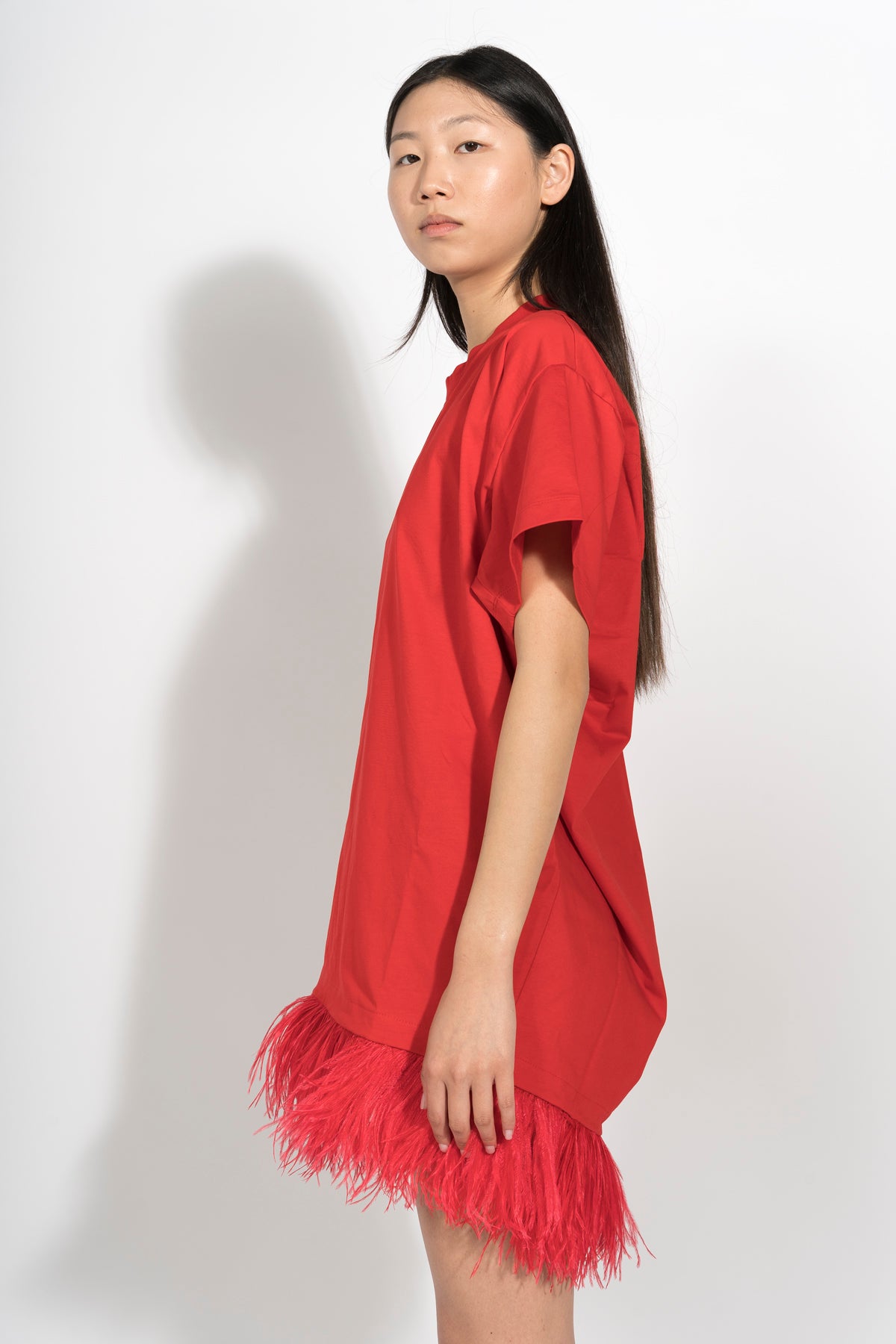 FEATHER HEM TOP IN RED - marques-almeida