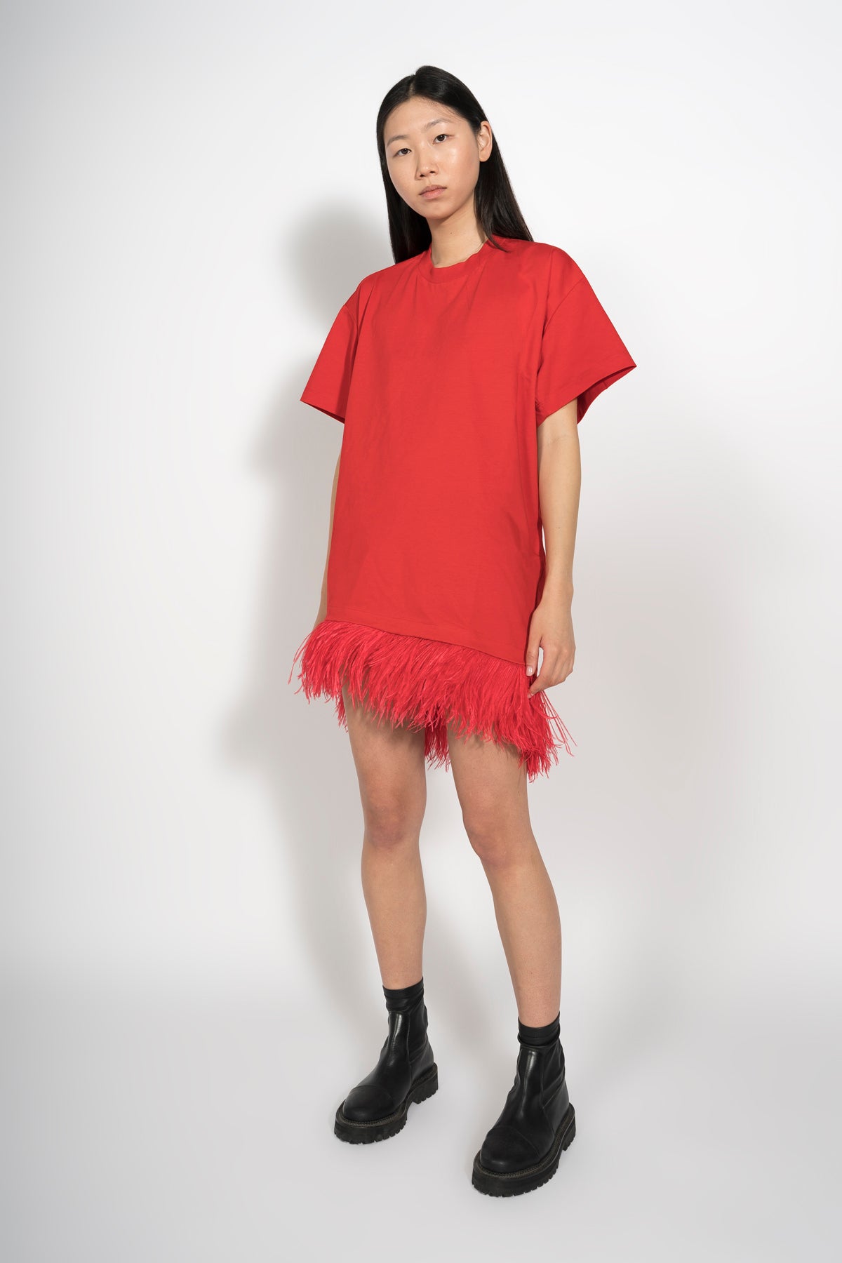 FEATHER HEM TOP IN RED - marques-almeida