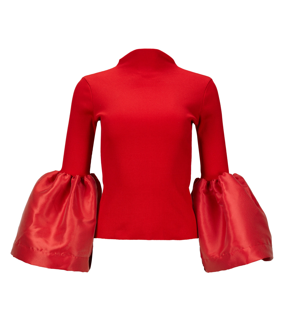 RED TURTLENECK PUFF SLEEVE TOP marques almeida