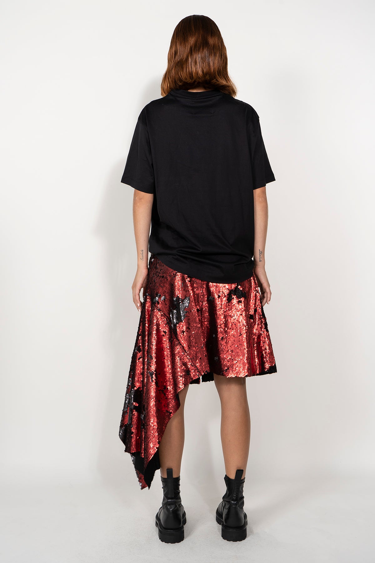 marques almeida PRE-OWNED / RED AND NAVY SEQUIN WRAP SKIRT